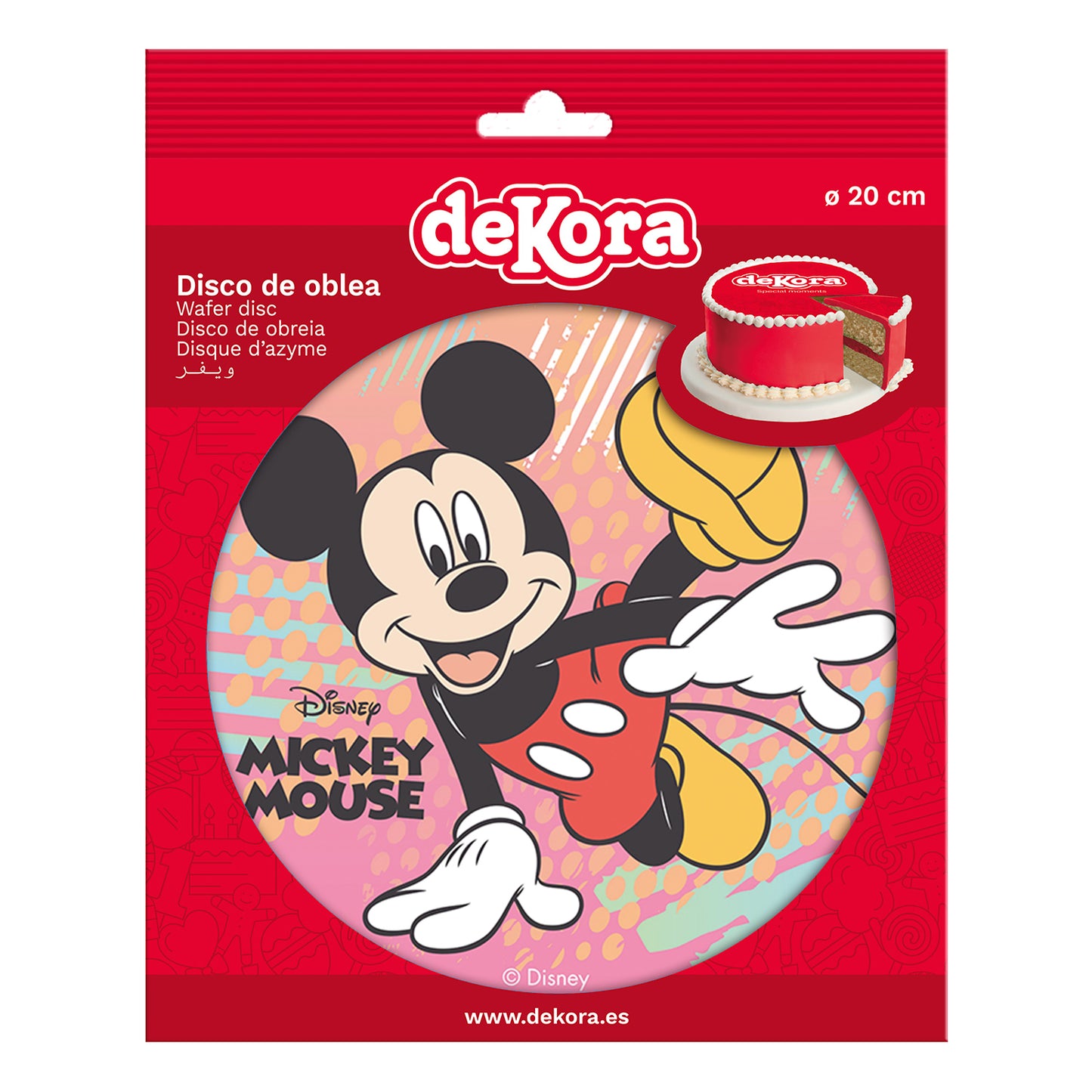 DISQUE EN AZYME POUR GÂTEAUX MICKEY MOUSE 20CM