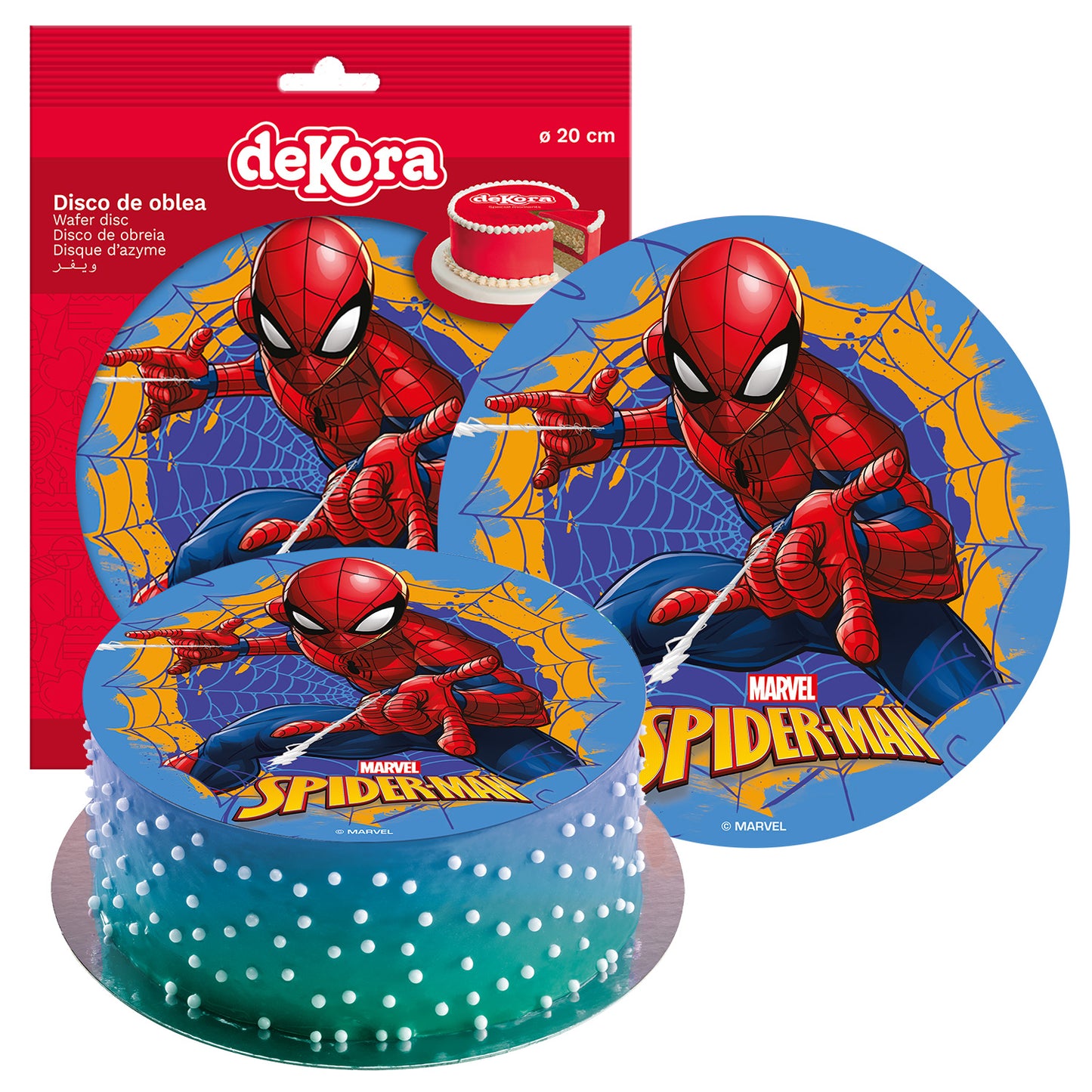 6 DISQUES EN AZYME DÉCO GÂTEAUX SPIDERMAN B 20 CM