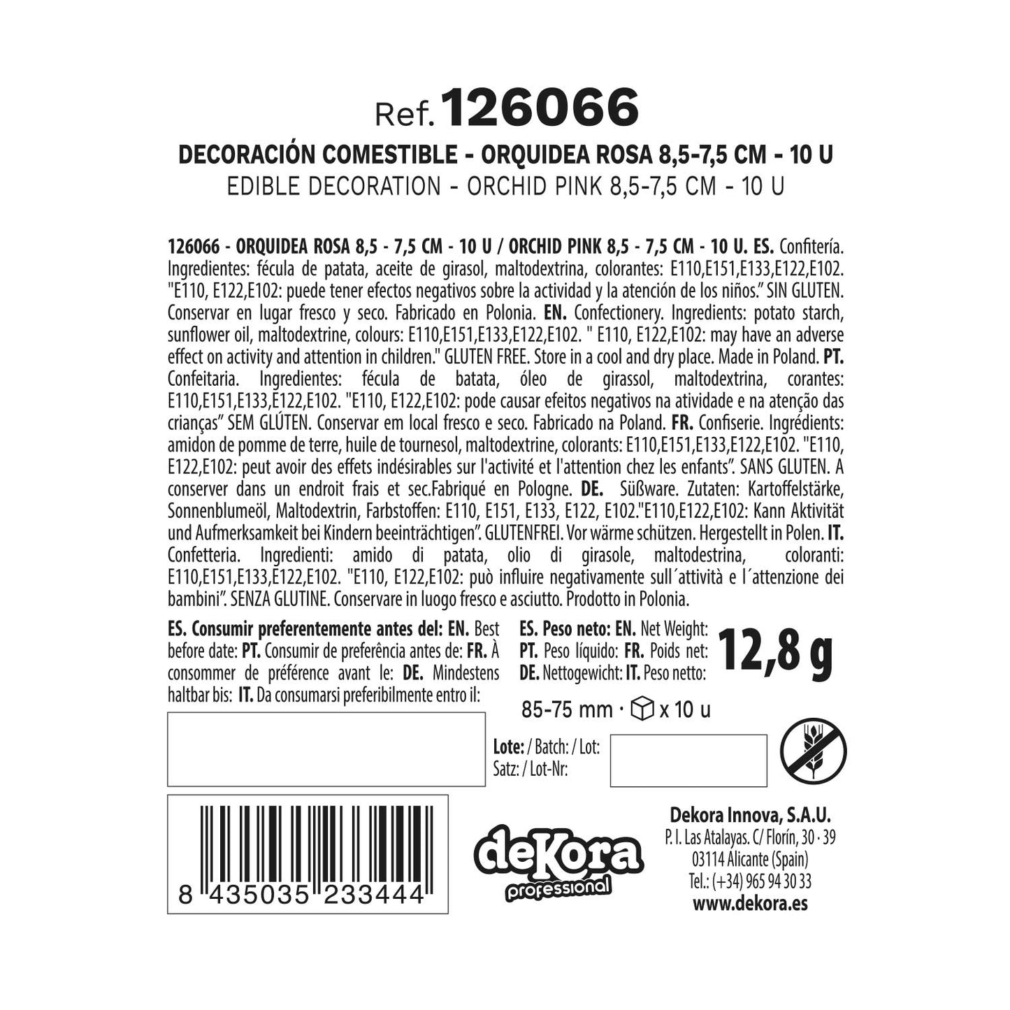 10 ORCHIDEÉS EN AZYME ROSE 8,5 x 7,5 CM