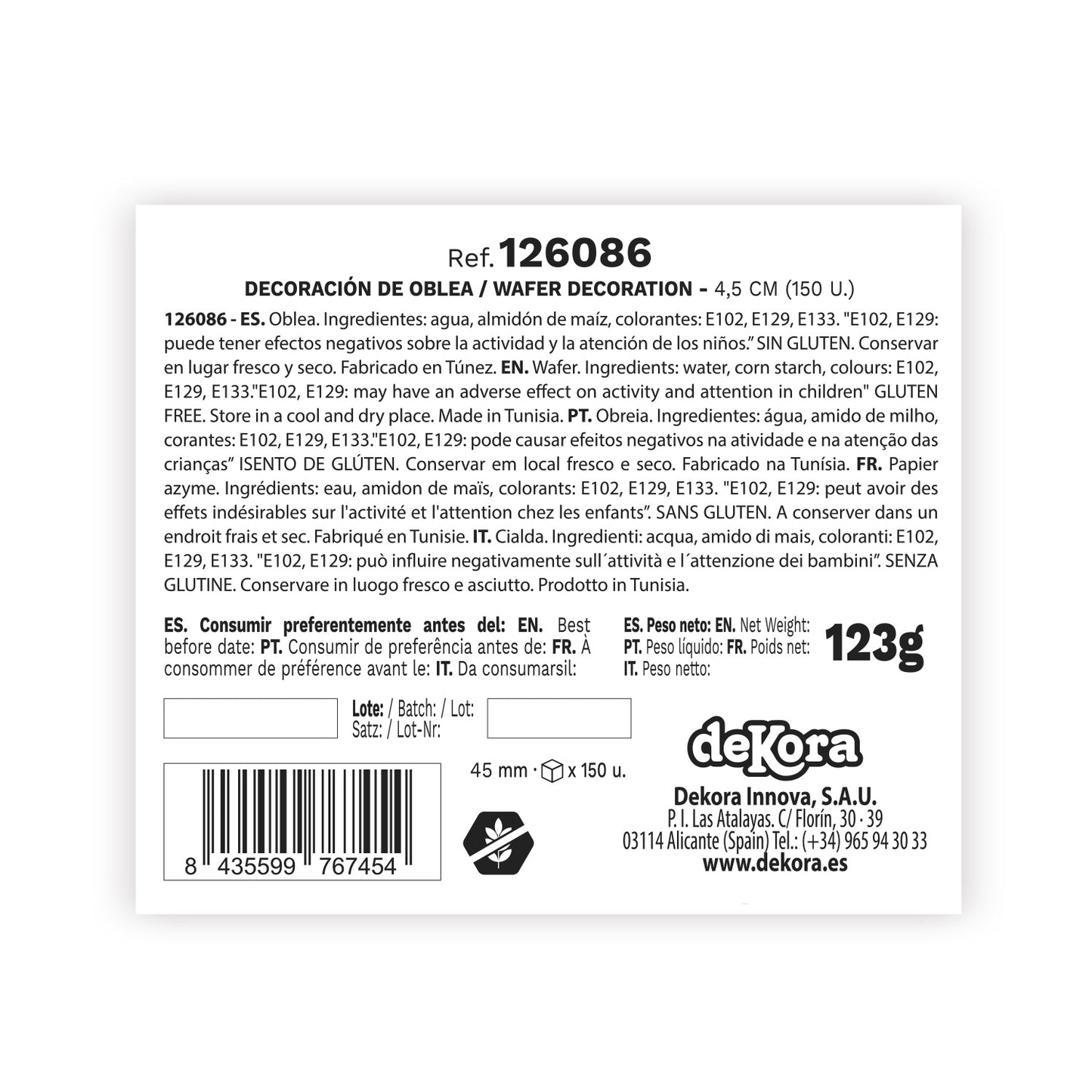 150 FLEUR EN AZYME TOURNESOL 4,5 CM