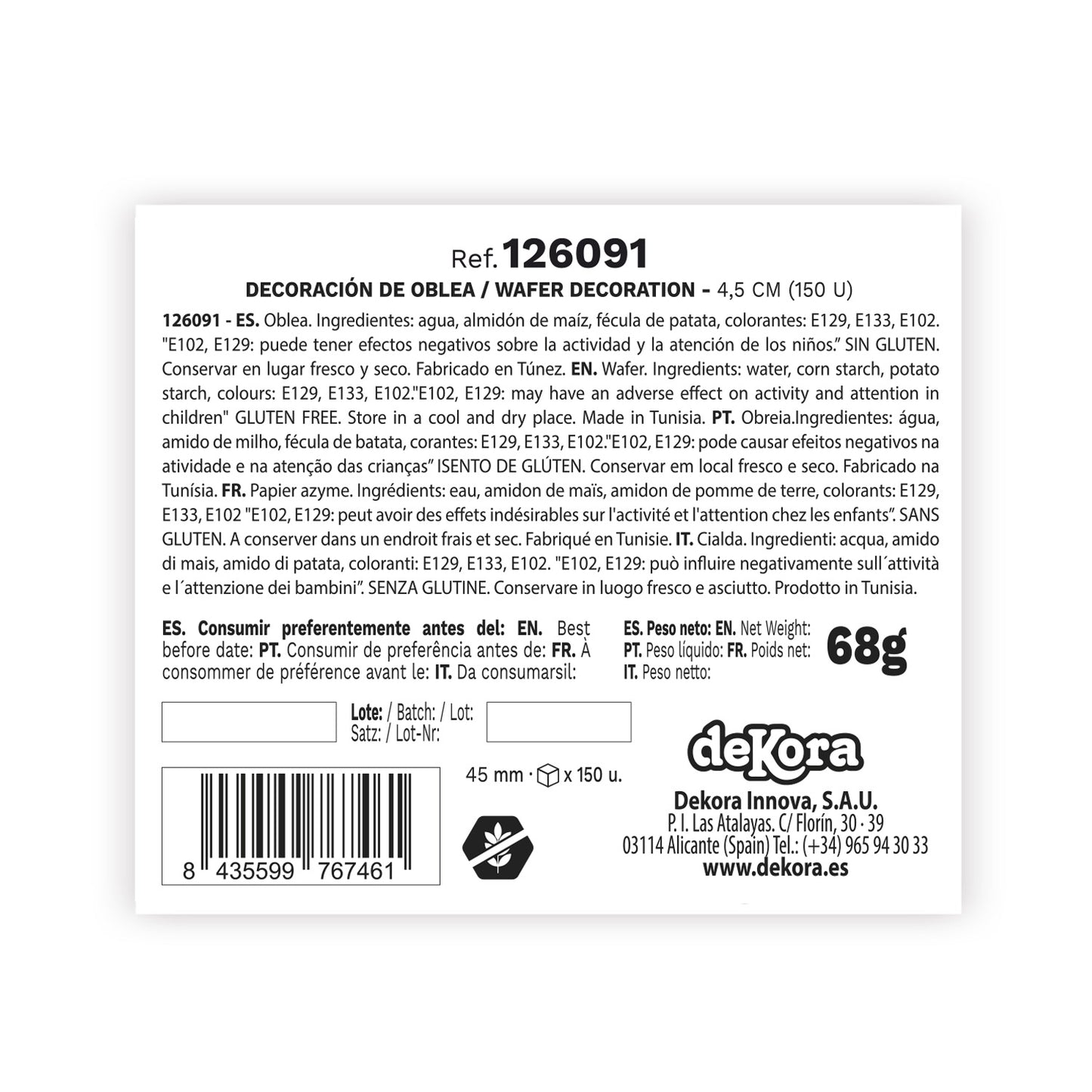 150 FLEURS EN AZYME MARGARITAS COULEURS ASSORTIES 4,5 CM