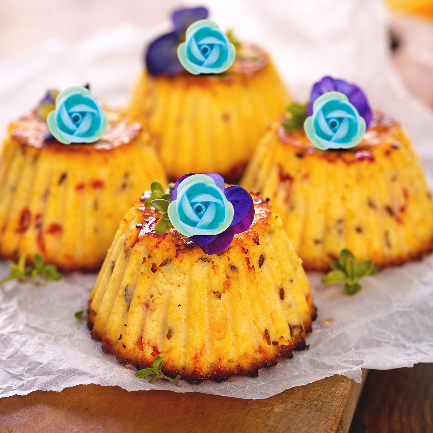 ROSE AZYME BLEUE AVEC FEUILLE VERT 3,5CM