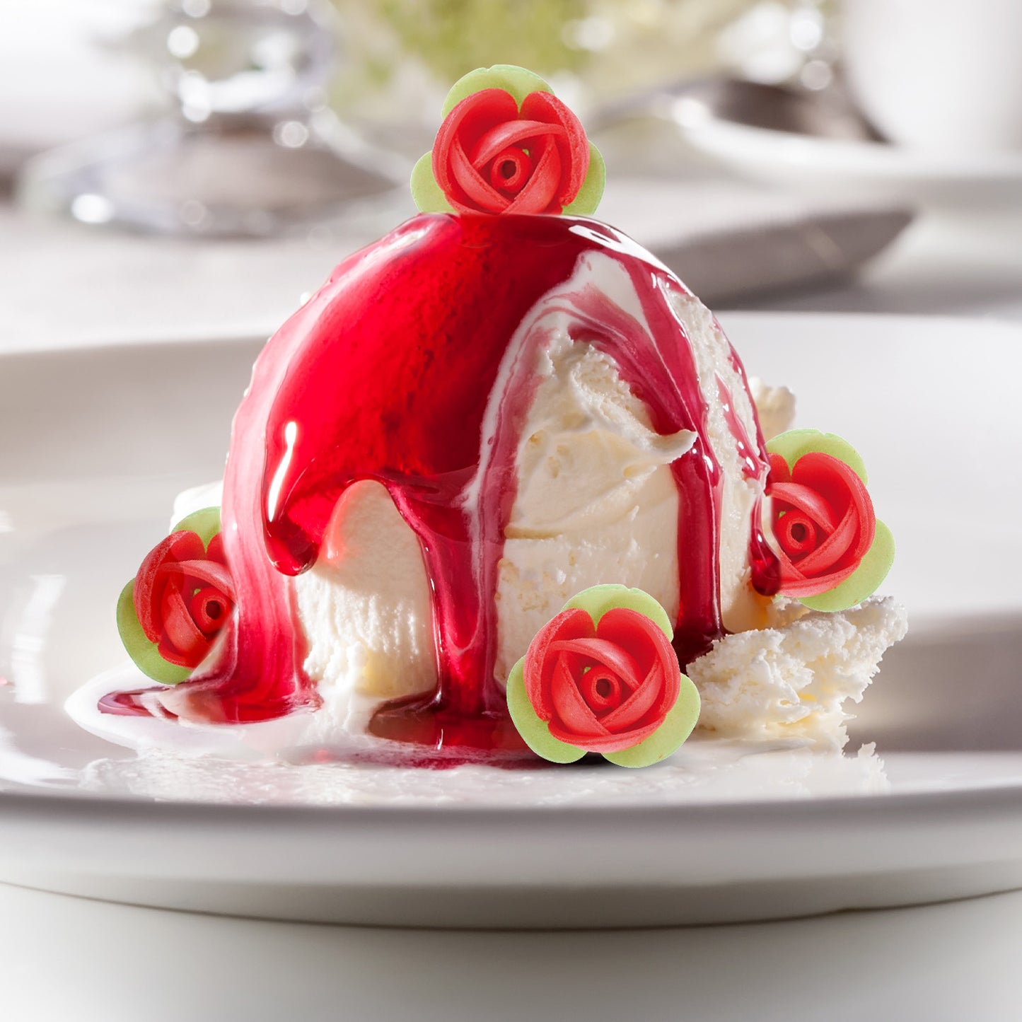 140 ROSES ROUGES AZYME FEUILLES VERT 3,5 CM