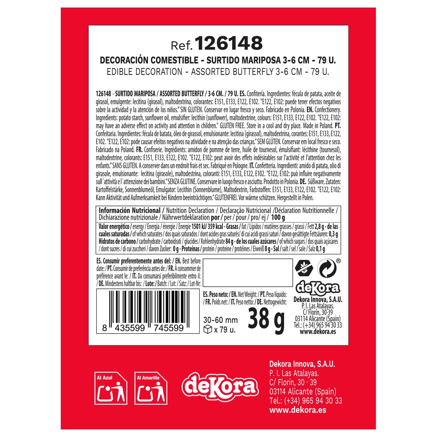 WAFER BUTTERFLY PASTEL COLOR ASSORTMENT 3-6CM