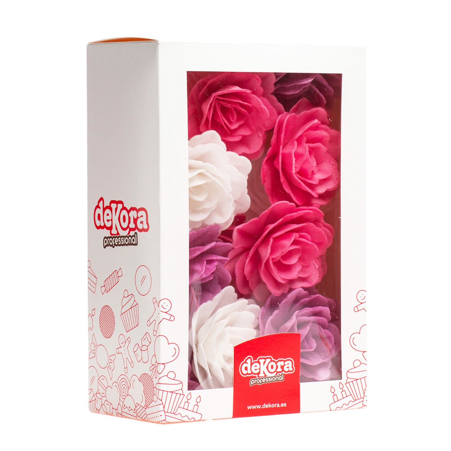 BOITE DE 15 ROSES AZYME COULEURS ASSORTIES Ø 7CM