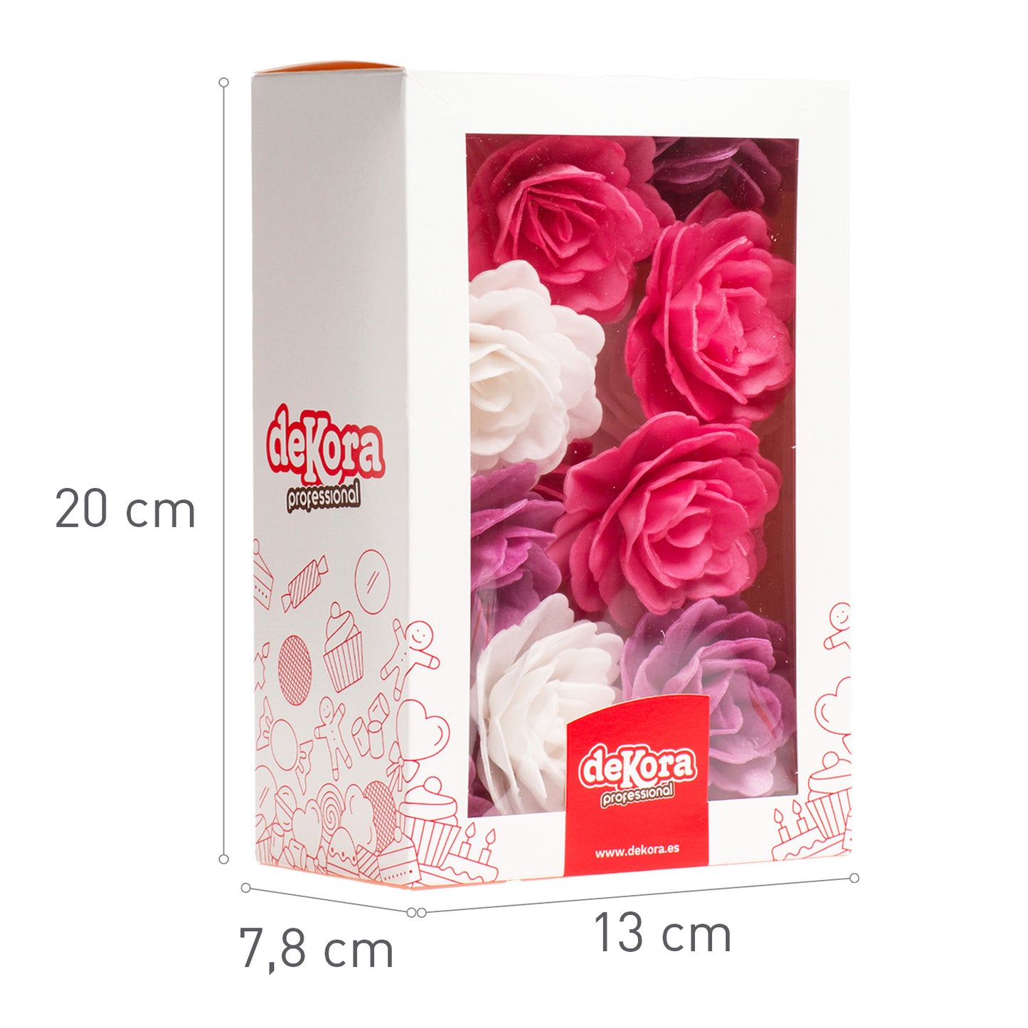 BOITE DE 15 ROSES AZYME COULEURS ASSORTIES Ø 7CM