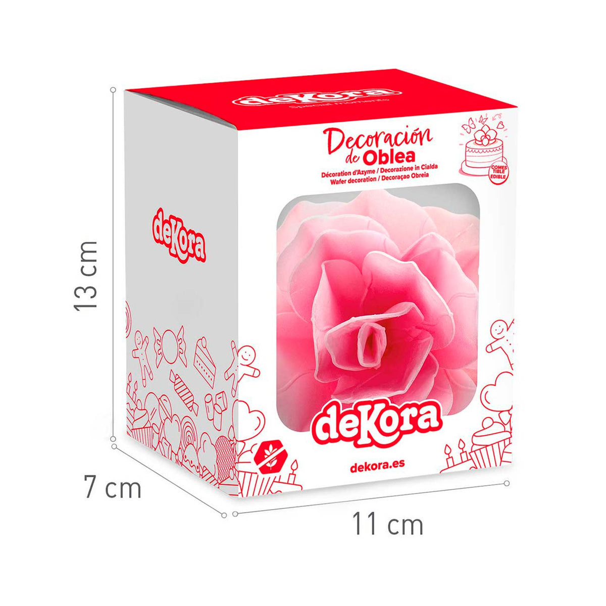 FLOR OBLEA GIGANTE COLOR ROSADO 12,5CM
