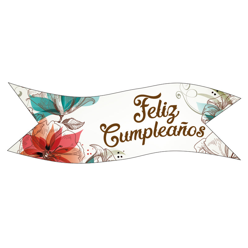 BANDEROLES EN AZYME JOYEUX ANNIVERSAIRE + FLEURS