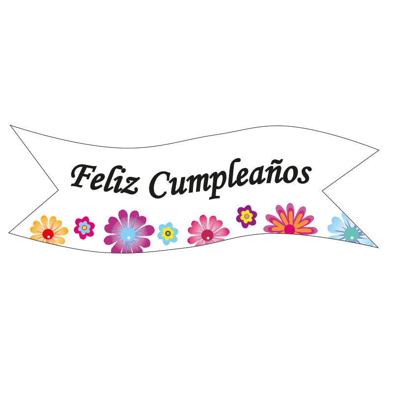 BANDEROLES EN AZYME JOYEUX ANNIVERSAIRE + FLEURS