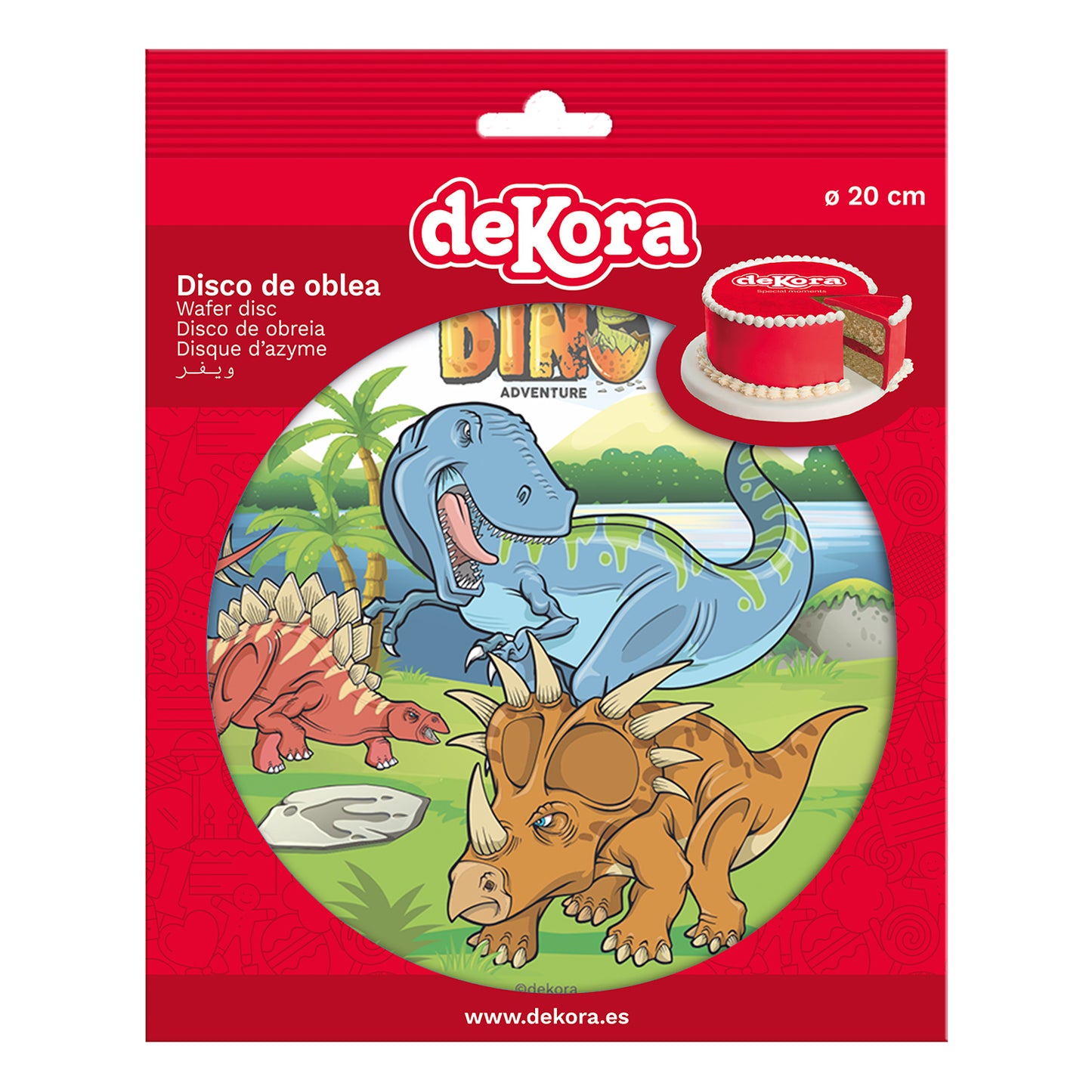 6 DISQUES EN AZYME DÉCO GÂTEAUX DINOSAURE 20 CM