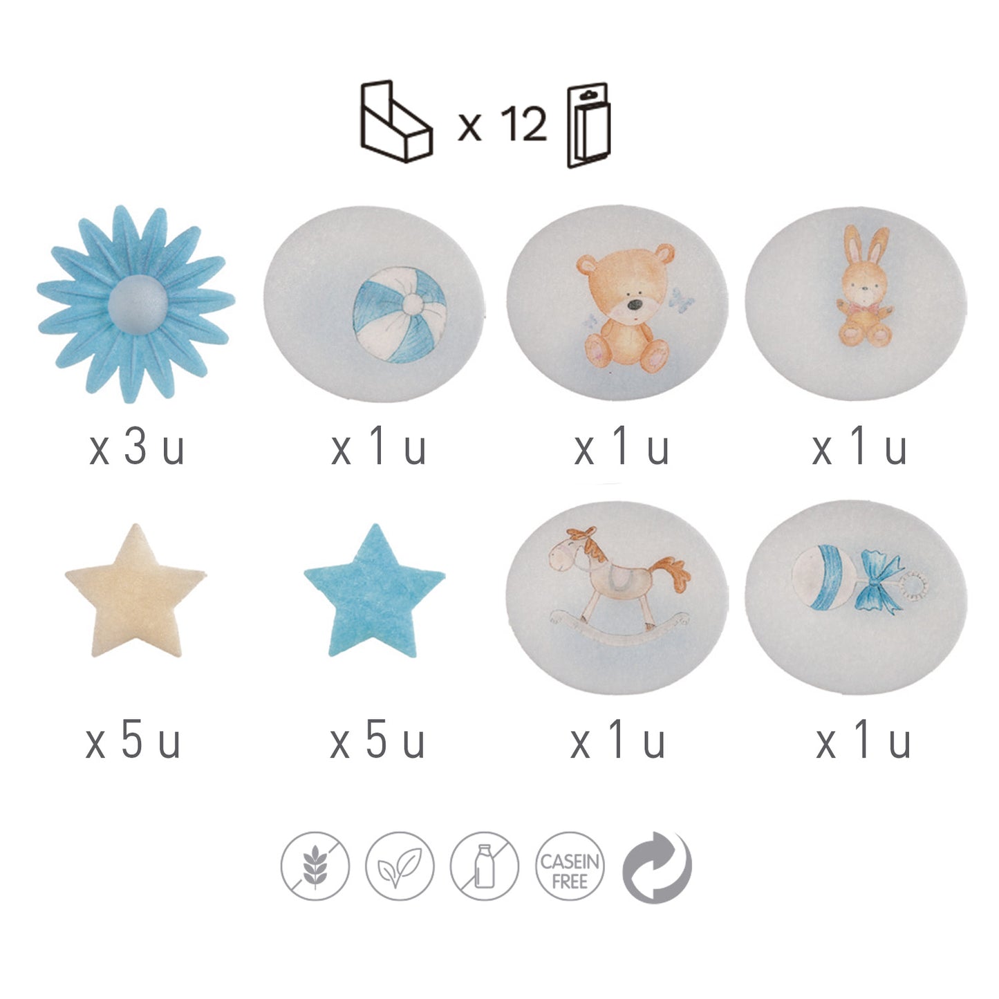 BLISTER ASSORTMENT OF BABY BLUE DAISIES/STARS WAFER