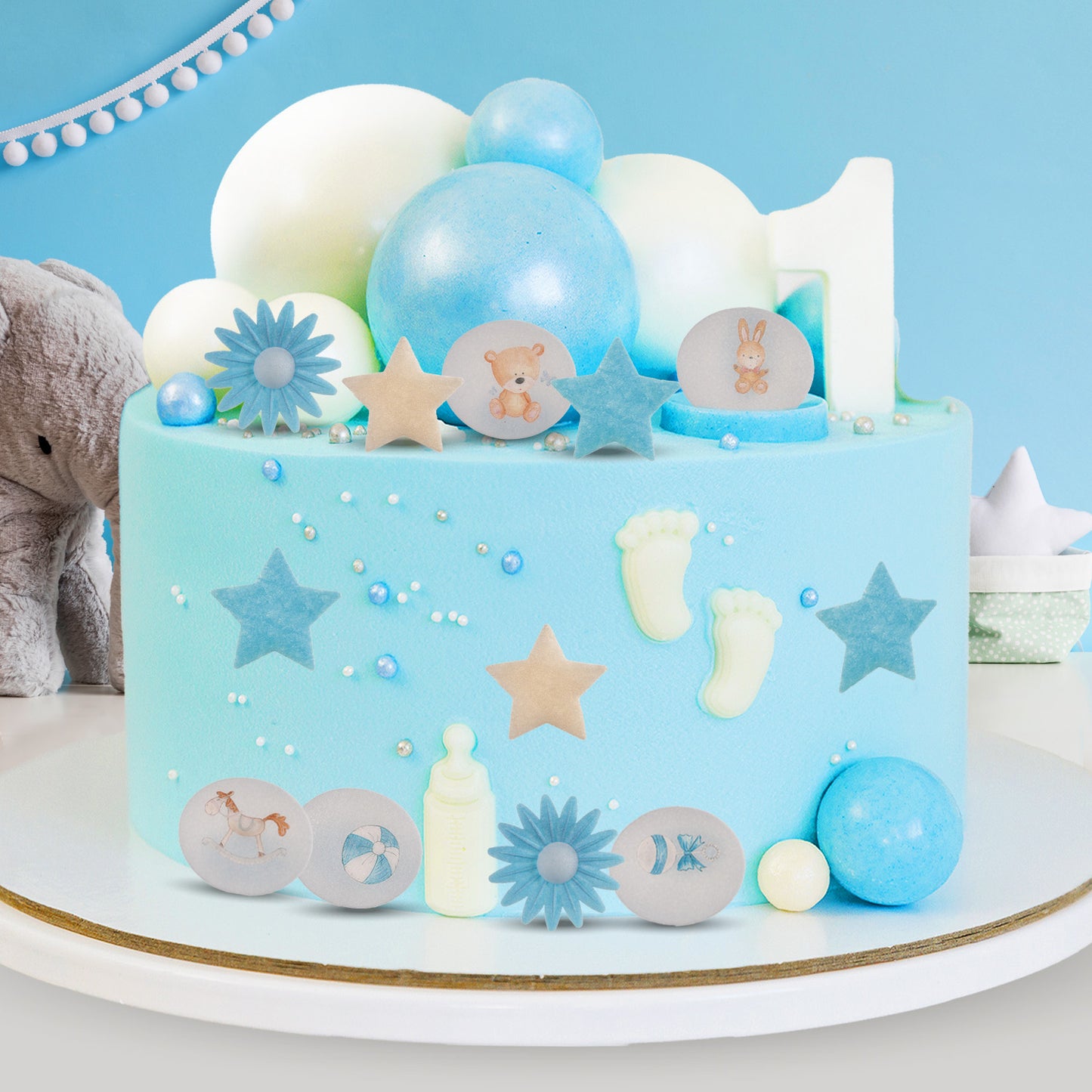 BLISTER ASSORTMENT OF BABY BLUE DAISIES/STARS WAFER