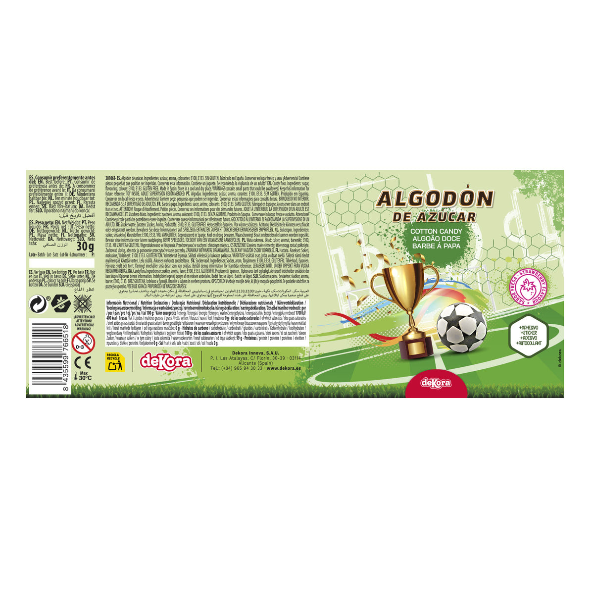 ZUCCHERO FILATO CON ADESIVO CALCIO 30GR