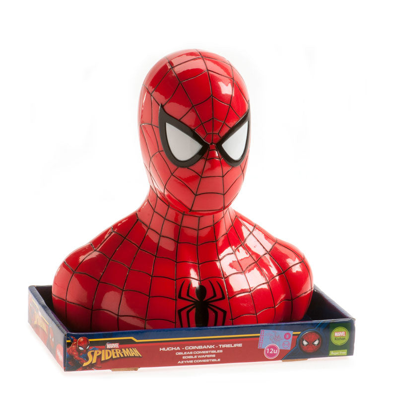 TIRELIRE SPIDER-MAN AVEC BILLETS EN AZYME COMESTIBLE 10 GR