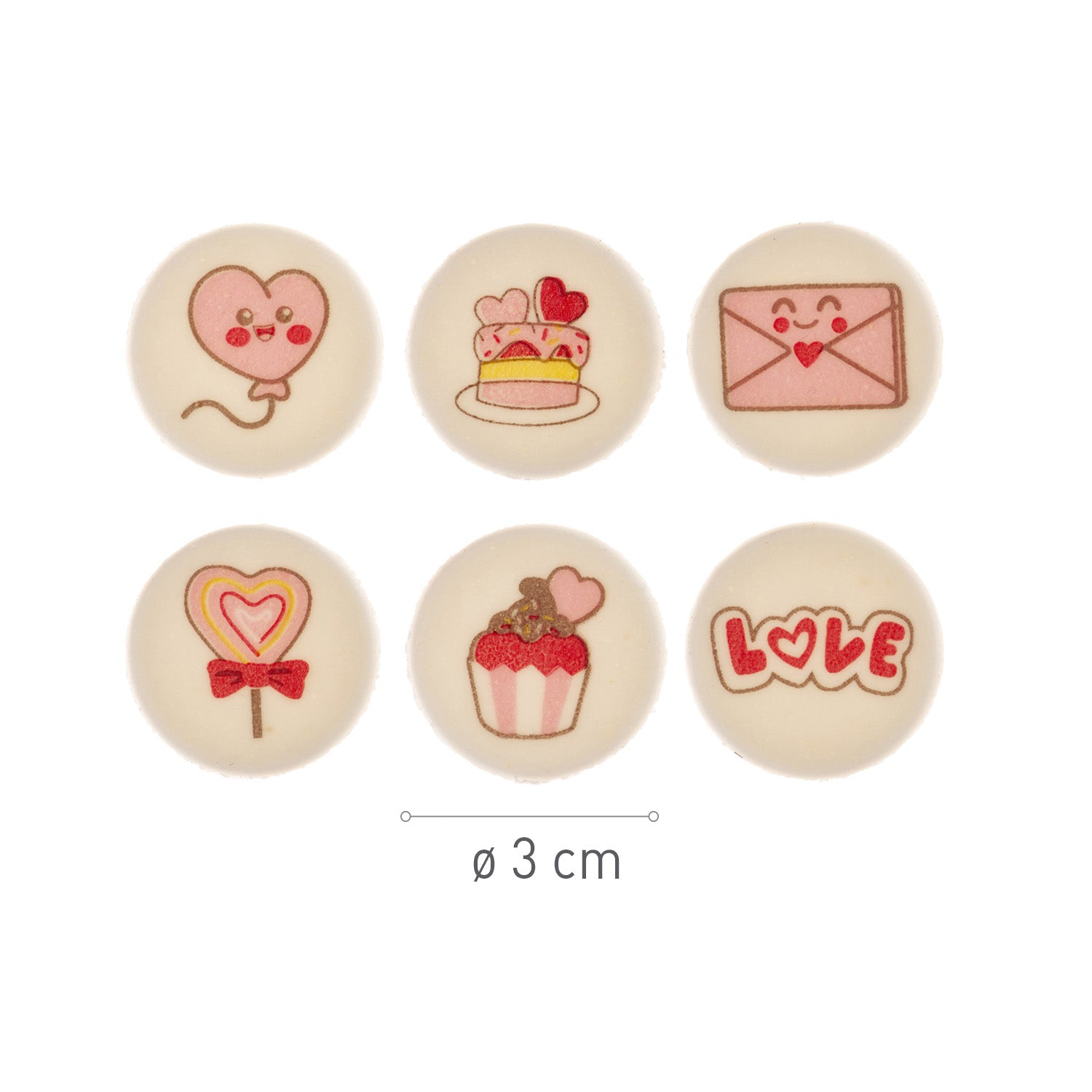 DECORACIÓN AZÚCAR SAN VALENTÍN 6 DISEÑOS 30MM