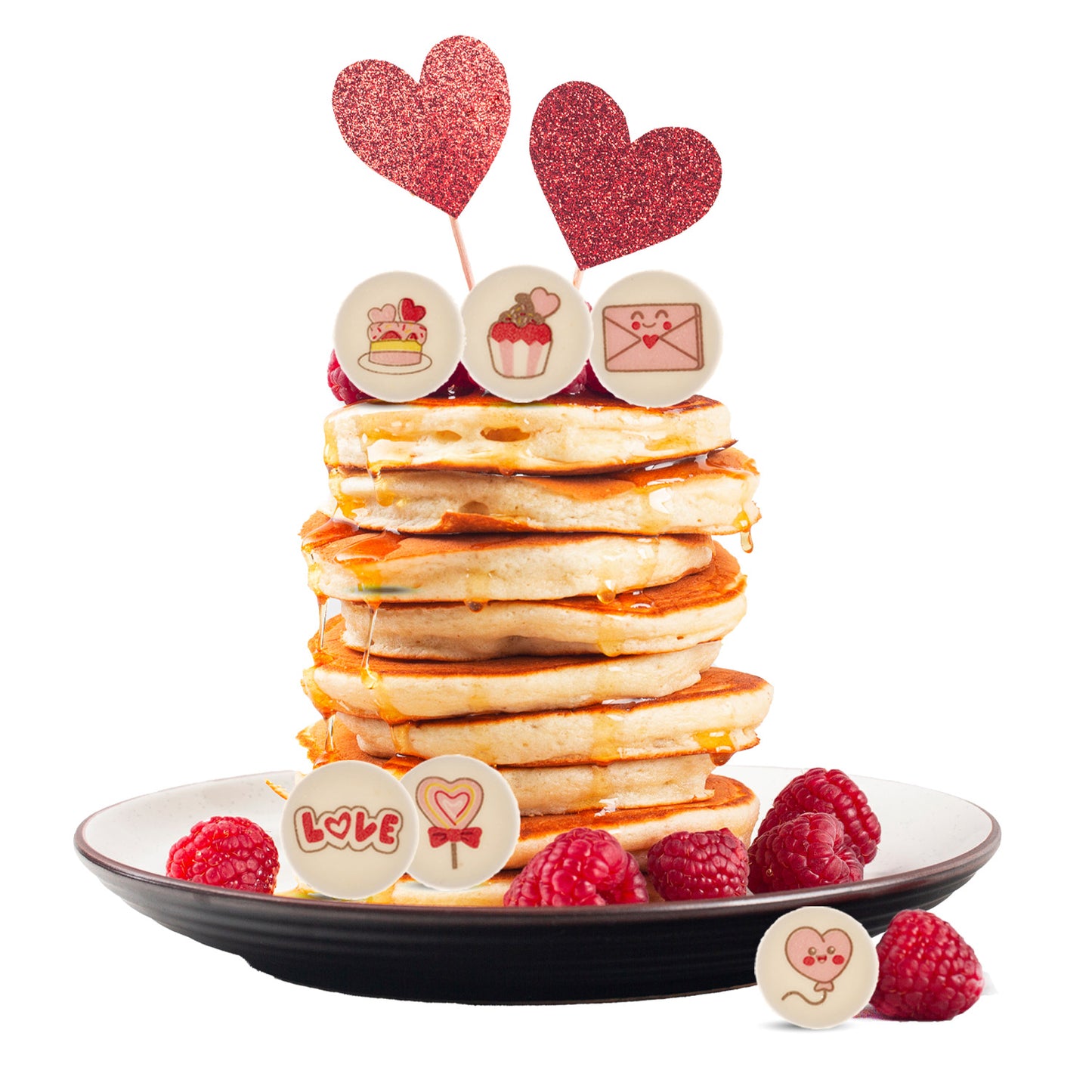 DECORAÇÃO DE AÇÚCAR MACIO 2D DIA DE SÃO VALENTIM 6 DESENHOS 30 MM