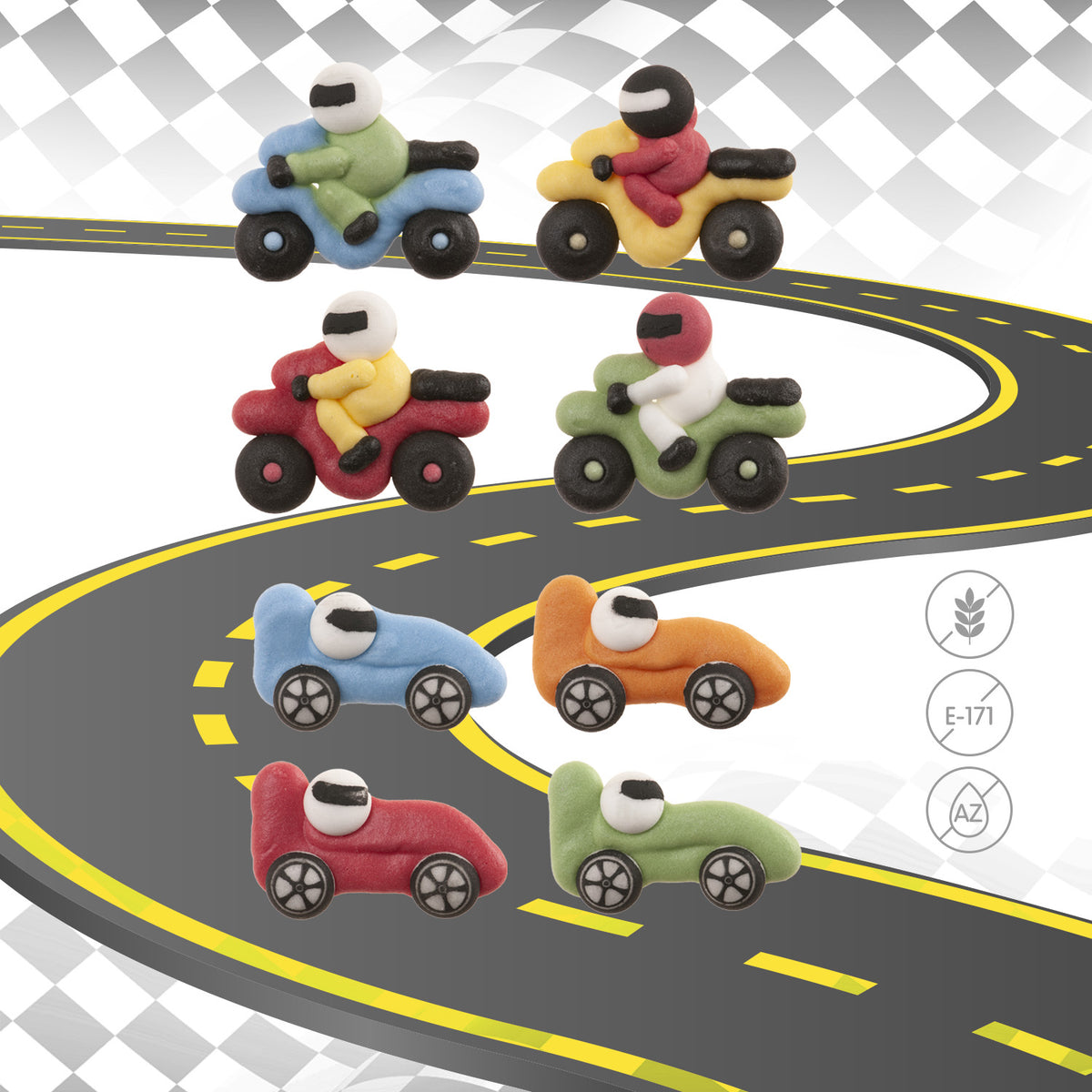 DECORACIÓN AZÚCAR COCHES Y MOTOS 8 DISEÑOS