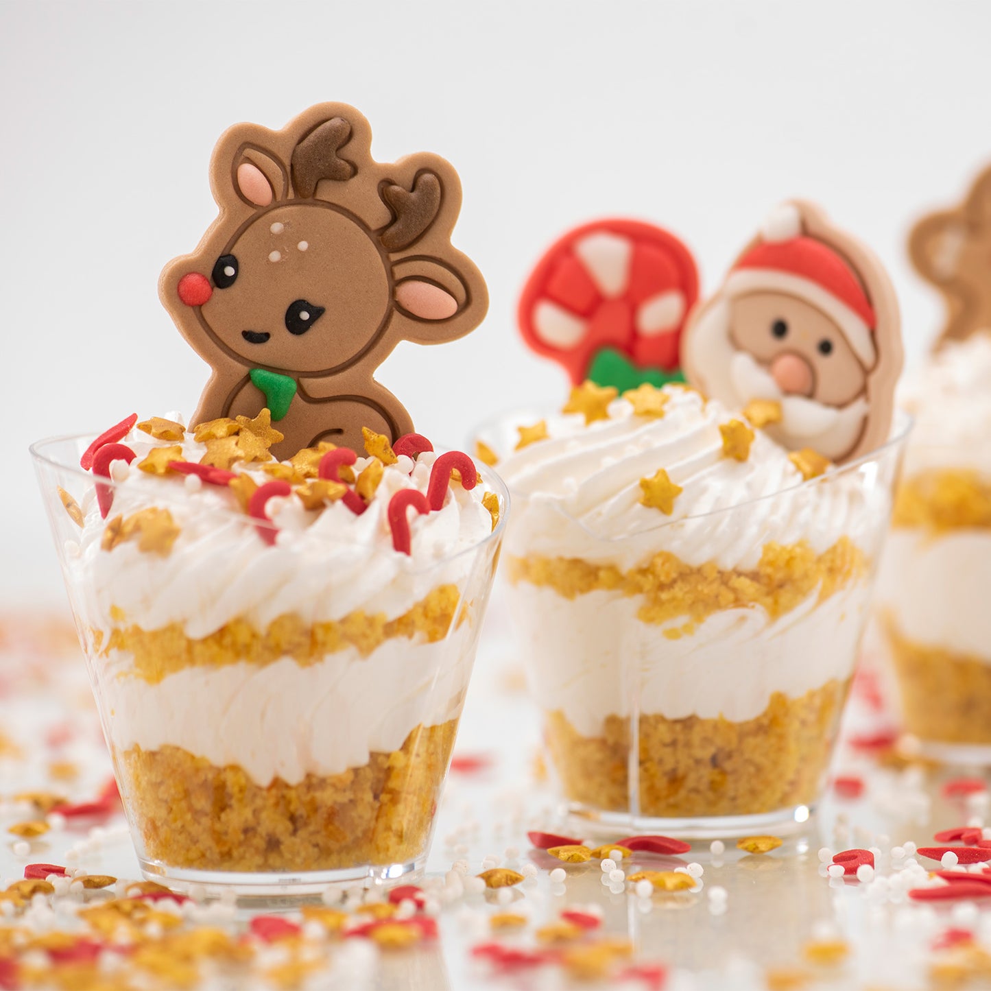 DECORAZIONE PASTA DI ZUCCHERO DI NATALE 5 DESEGNI MARRONI