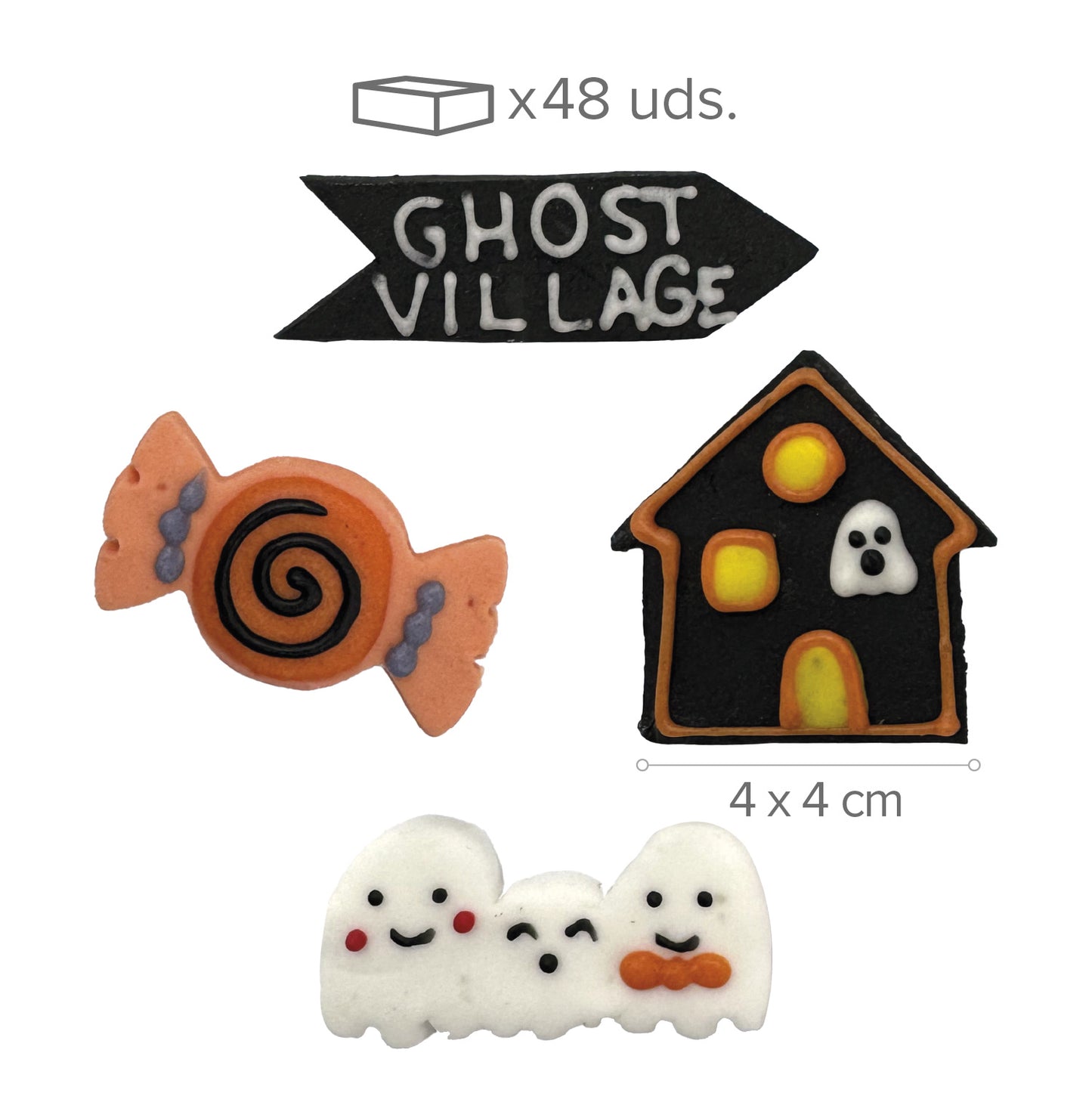 DECORAZIONE ZUCCHERO 2D VILLAGGIO HALLOWEEN 40 UNITÀ