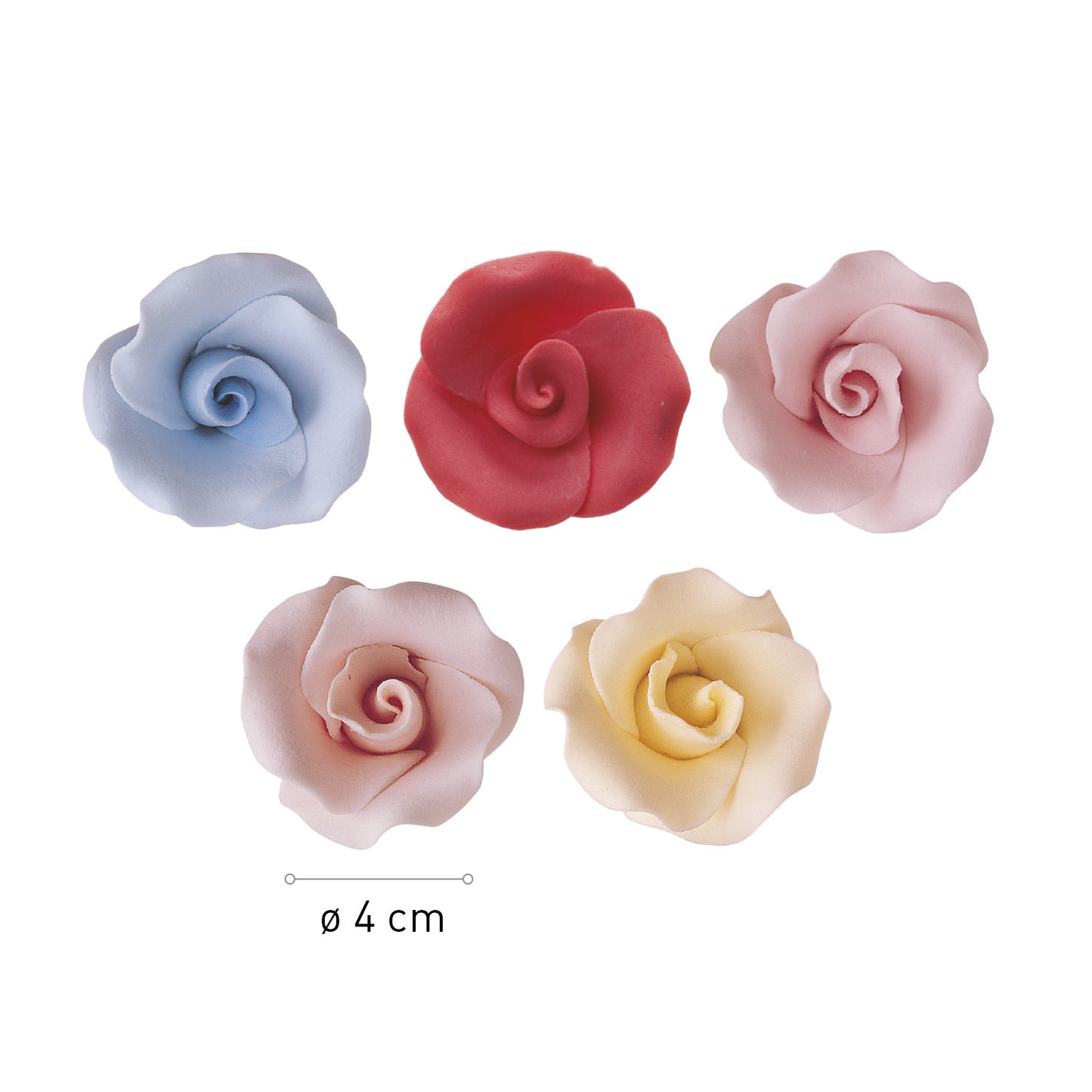 SUGAR DECORATION SPANISH RED ROSE FLOWER ASSORTED Ø4CM