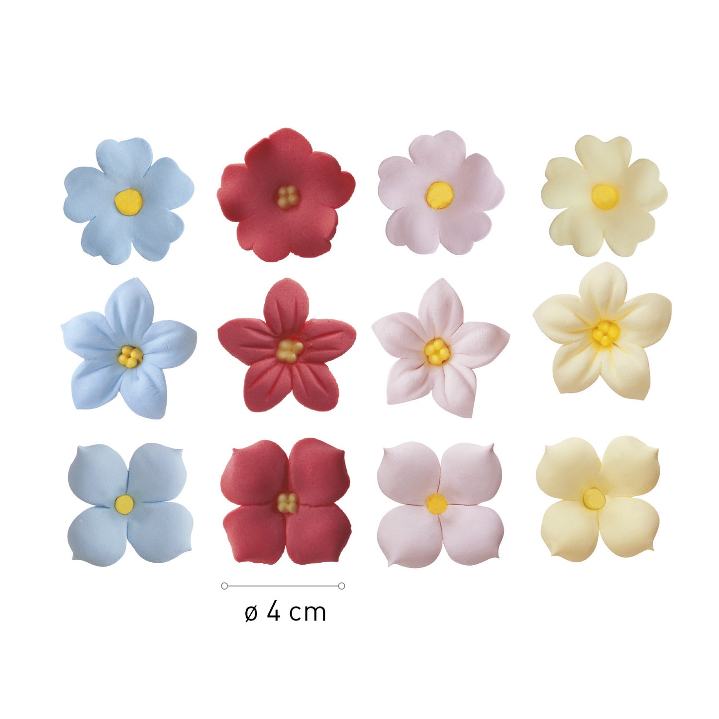 SUGAR DECORATION SOFIA FLOWER ASSORTED Ø4CM