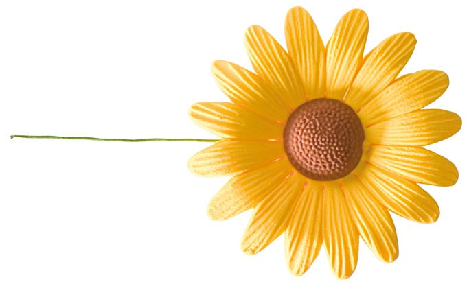 SUGAR DECORATION DAISY FLOWERS WHITE AND YELLOW 6,5-4,5CM