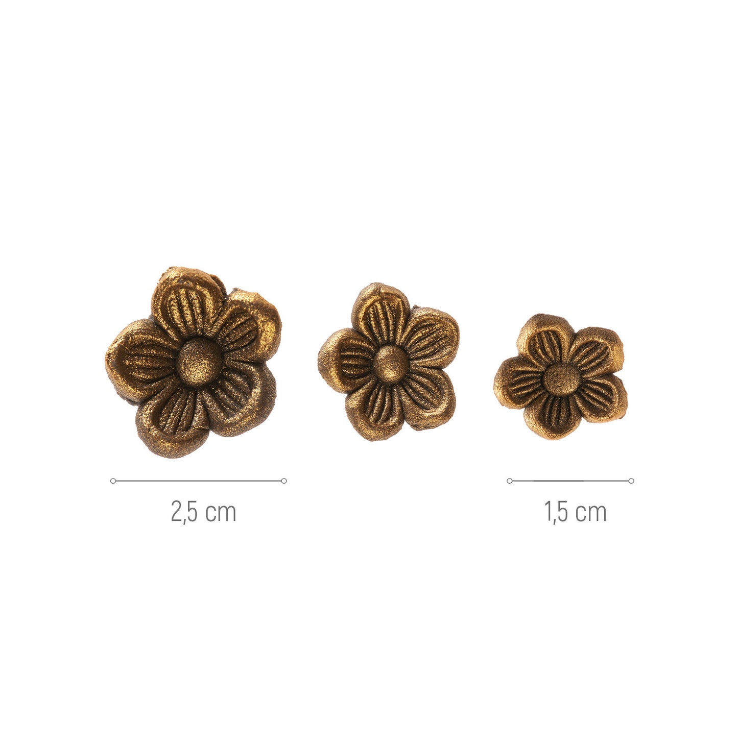 DECORAZIONE FIORE DI ZUCCHERO ORO, BORDEAUX, ORO NERO 1,5-2,