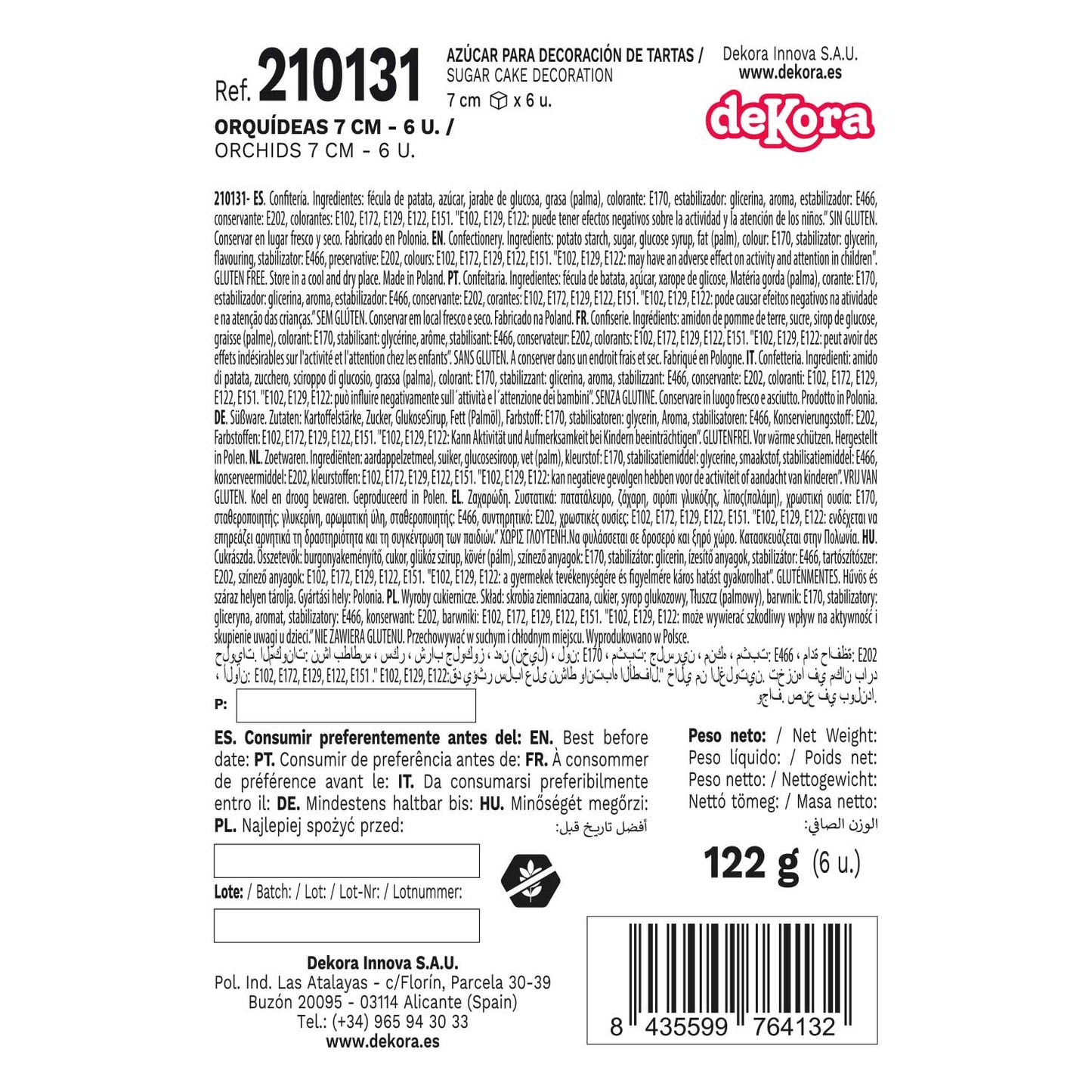 SUGAR CAKE DECORATION ORCHIDS 7CM