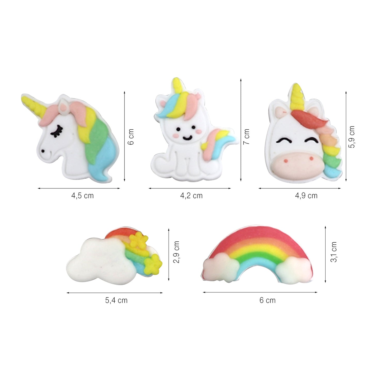 DECORATION EN SUCRE LICORNE 2D 4-7CM