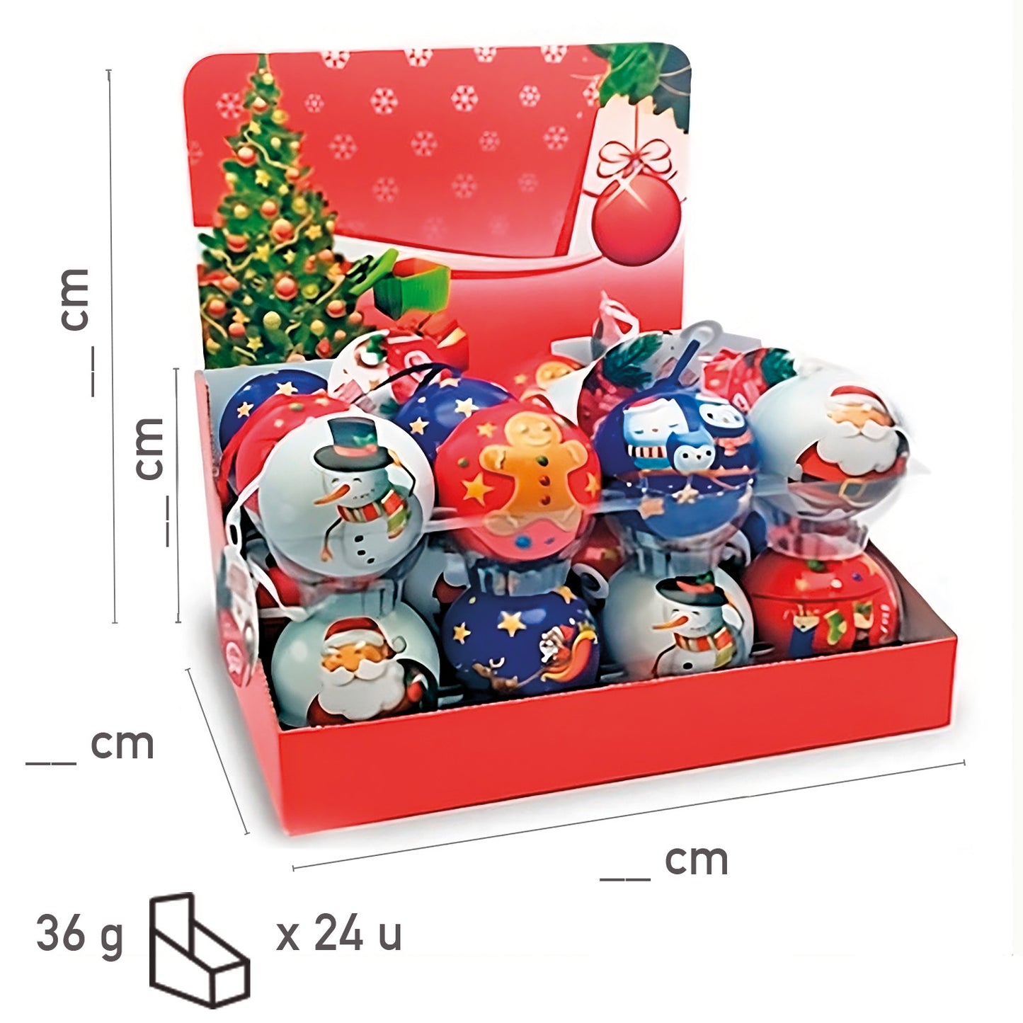 BOULES DE NOËL EN MÉTAL AVEC CHOCOLATS 30GR