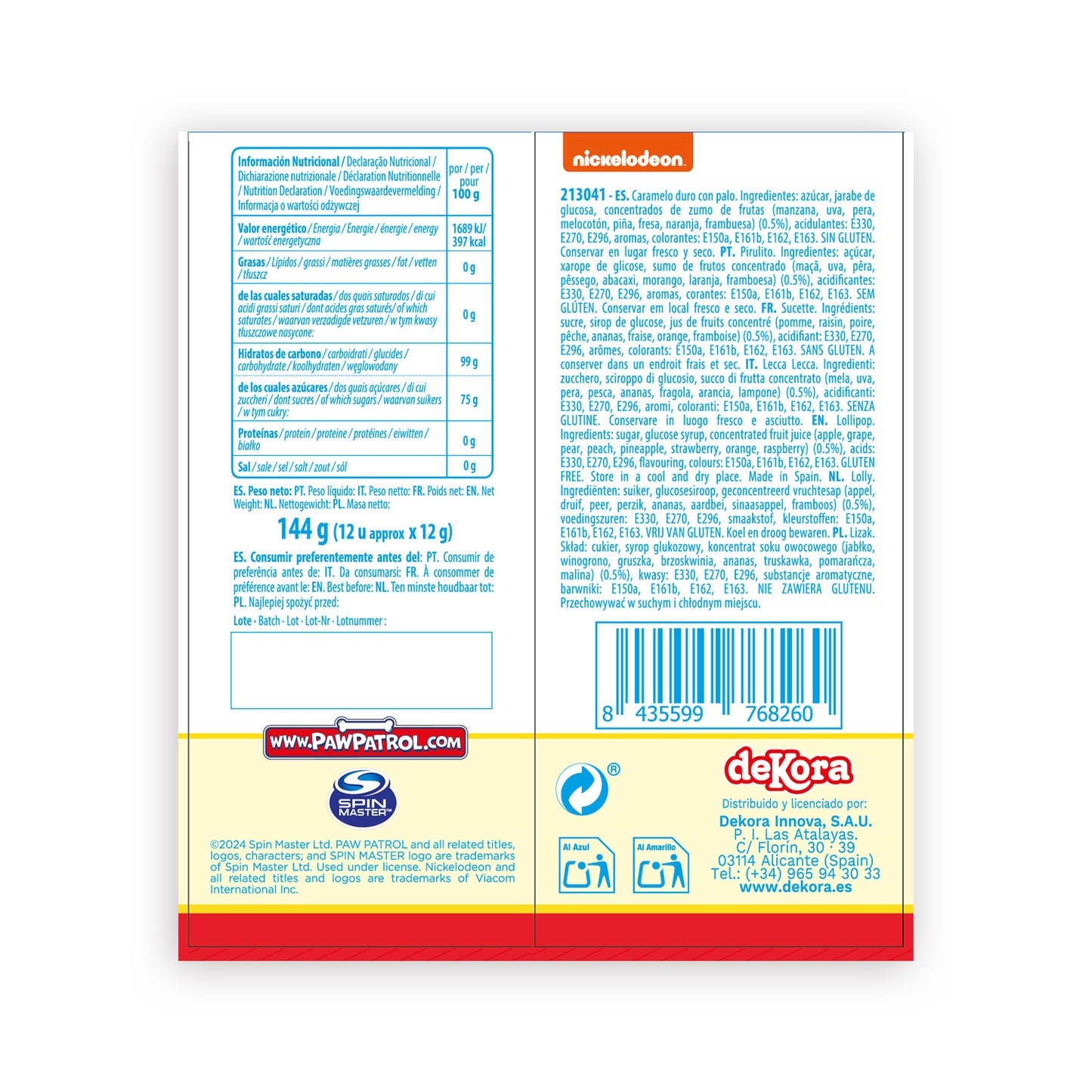 SUCETTES PAW PATROL 12GR