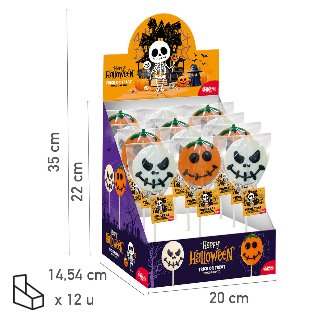 ASSORTED CHOCOLATE LOLLIPOPS PUMPKIN & SKULL 30GR