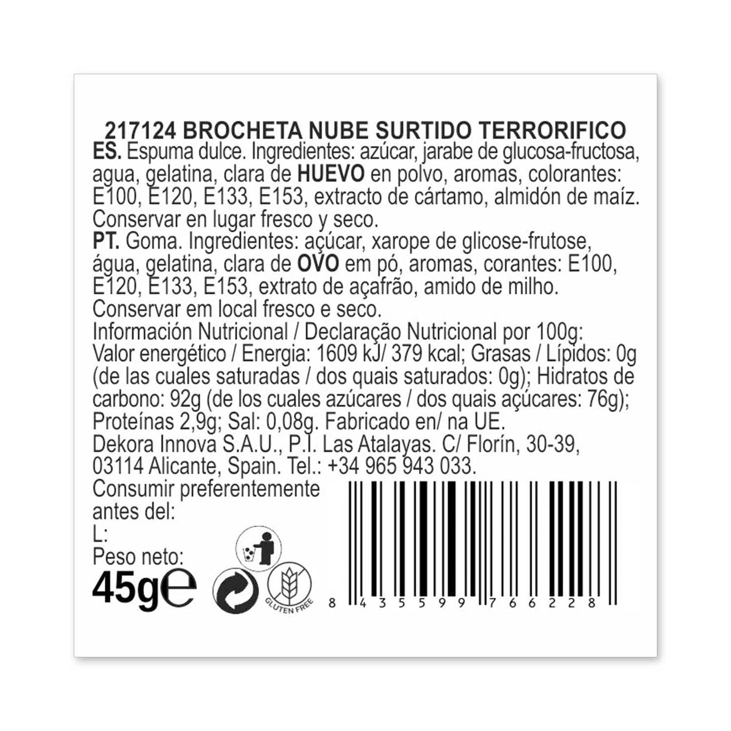 BROCHETTE NUAGE ASSORTIMENT HALLOWEEN 45GR