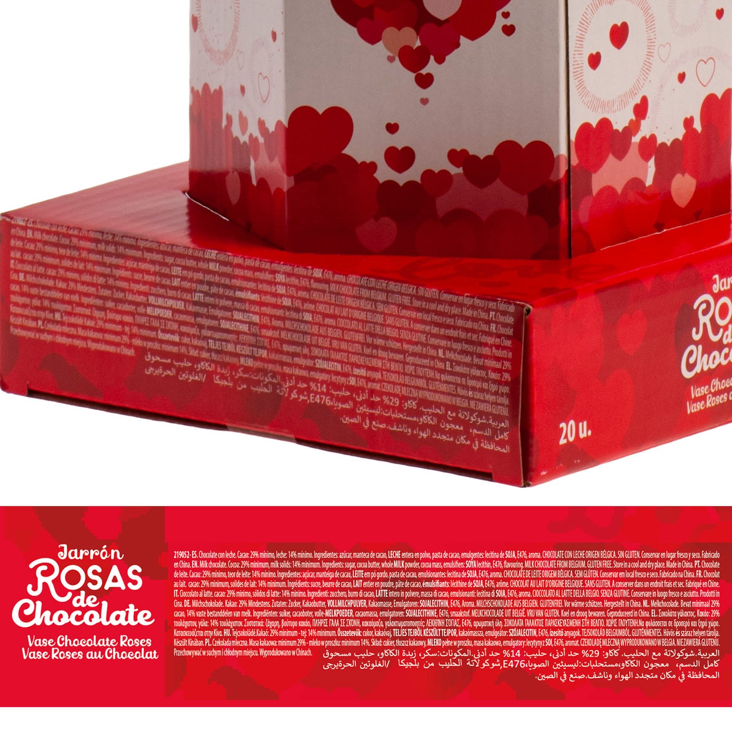 VASE WITH 20 CHOCOLATE ROSES OF 18GR