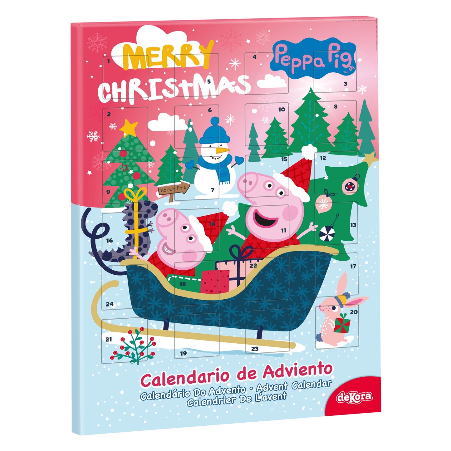 CALENDRIER DE L'AVENT EN TRAÎNEAU PEPPA PIG AVEC CHOCOLAT 50GR
