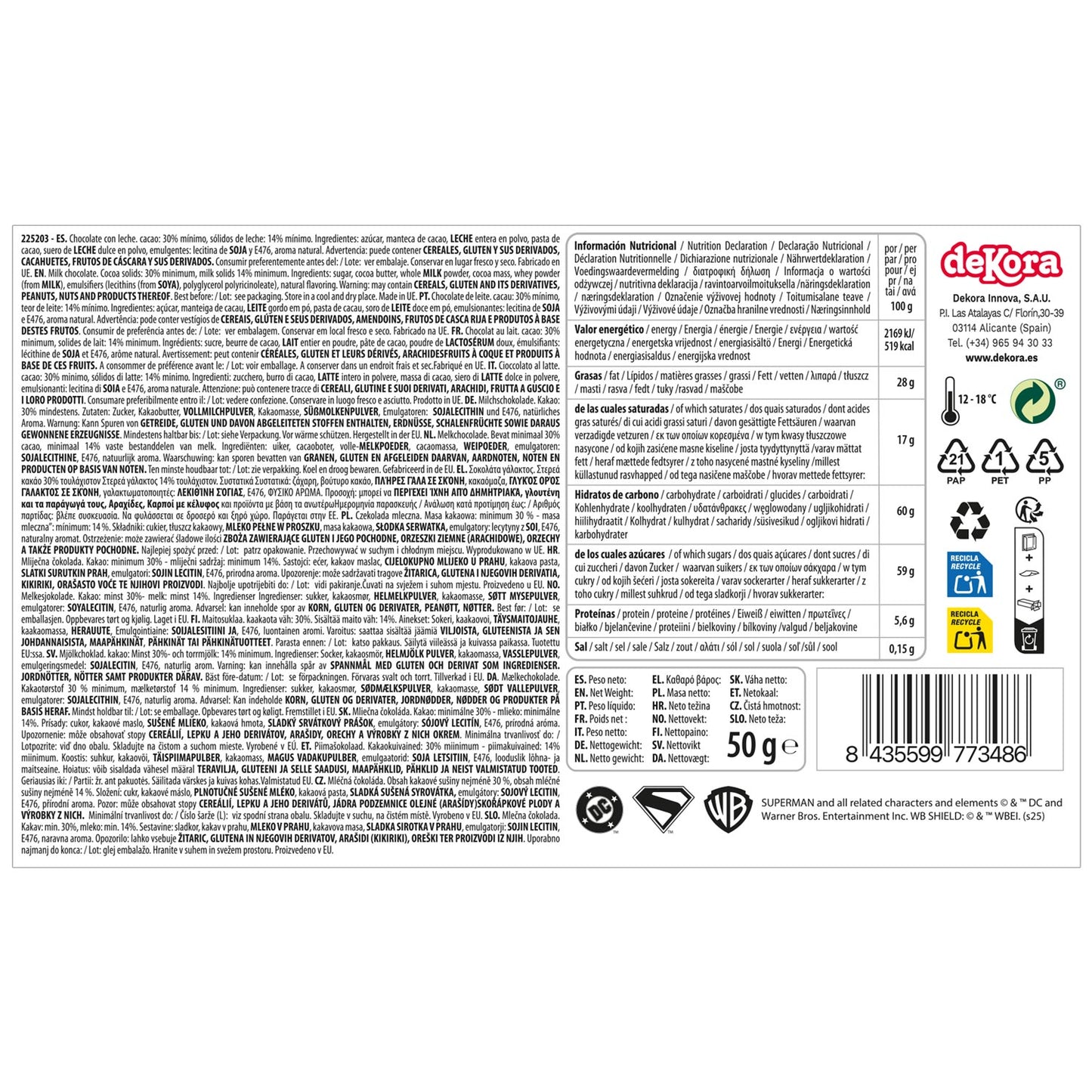 CALENDRIER DE L'AVENT SUPERMAN 50GR