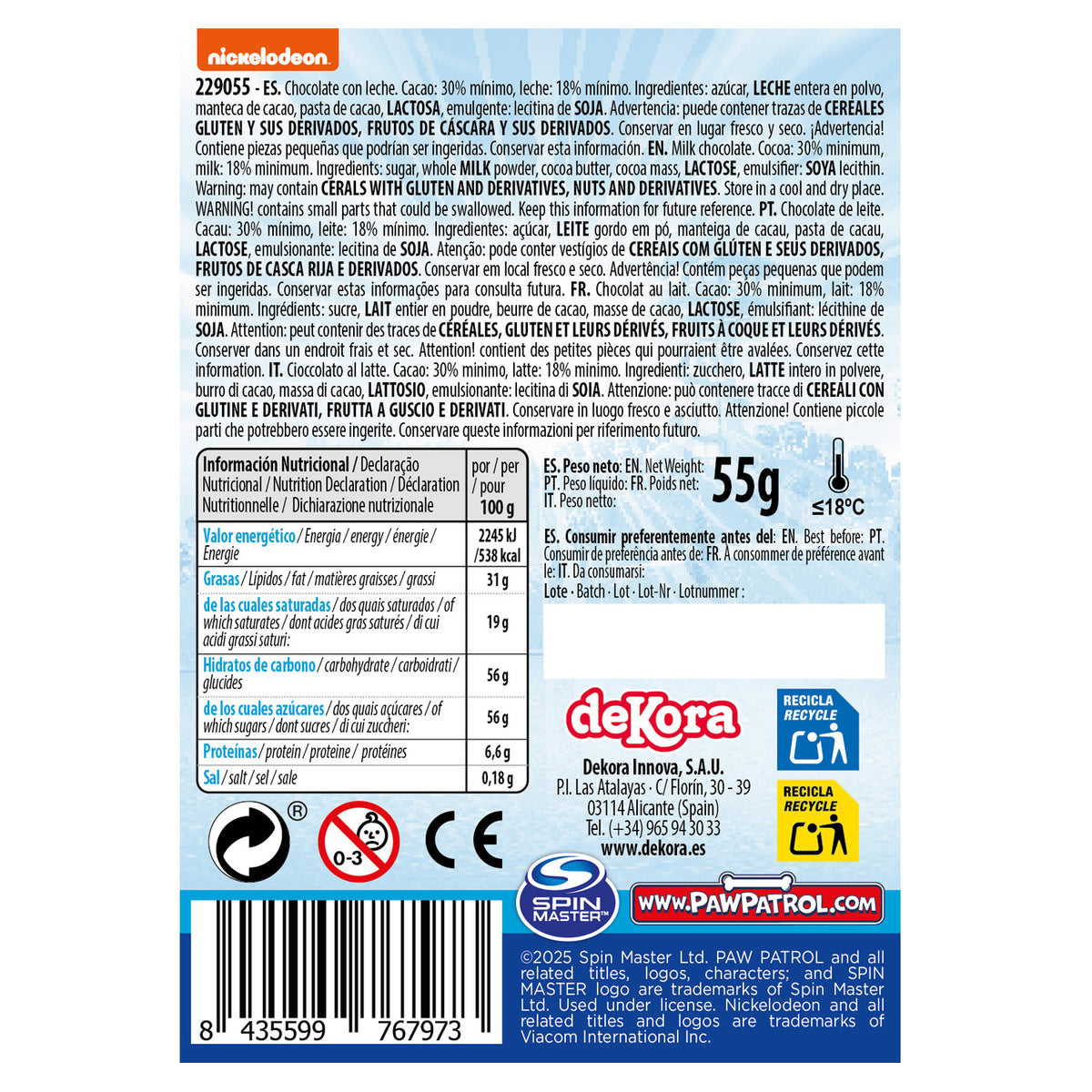 HUEVO CHOCOLATE CON PULSERA CHASE 55GR