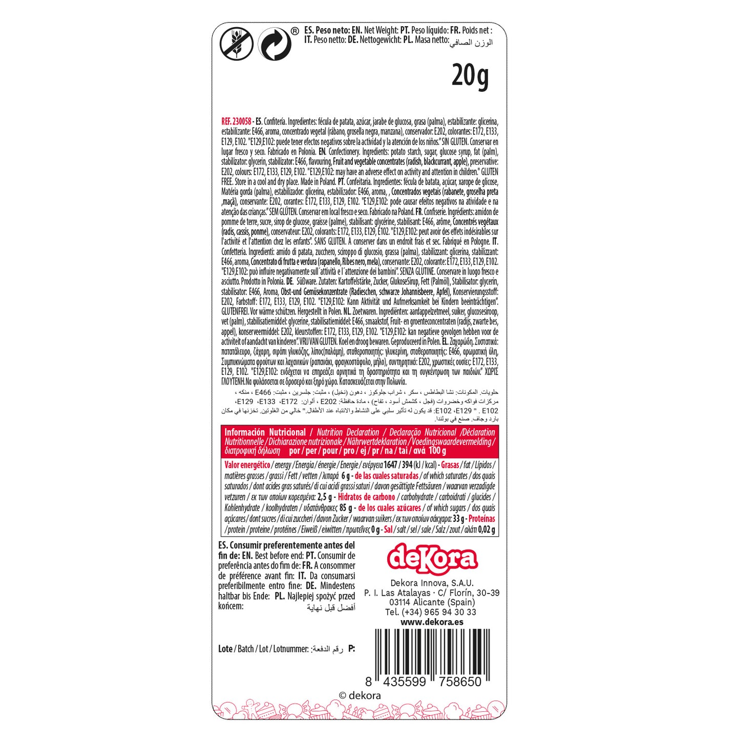 BLISTER SUCRE 7 MARGUERITES ROUGES ET 5 FEUILLES VERTES