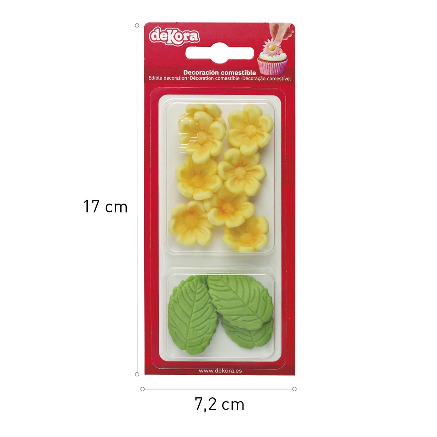 BLISTER SUCRE 8 FLEURS JAUNES ET 5 FEUILLES VERTES