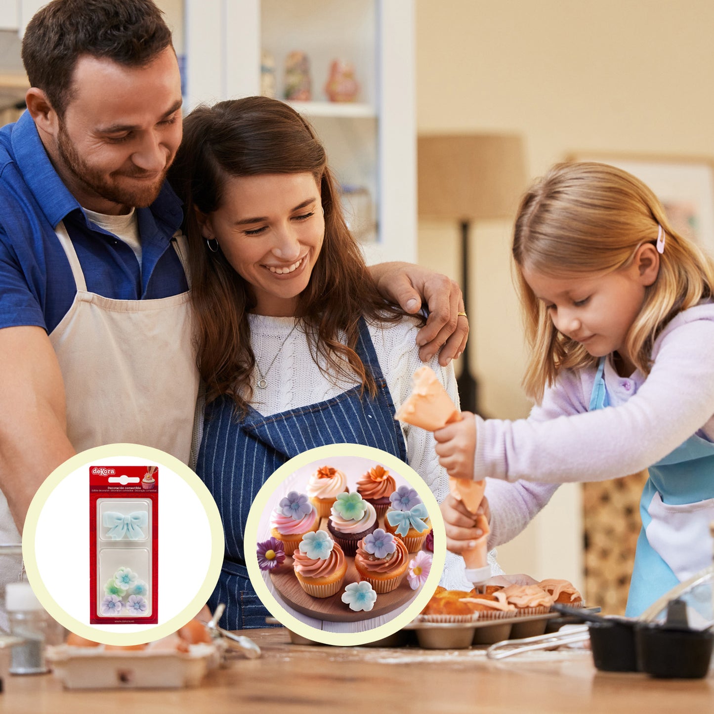 BLISTER DI ZUCCHERO NASTRO BLU CON FIORI