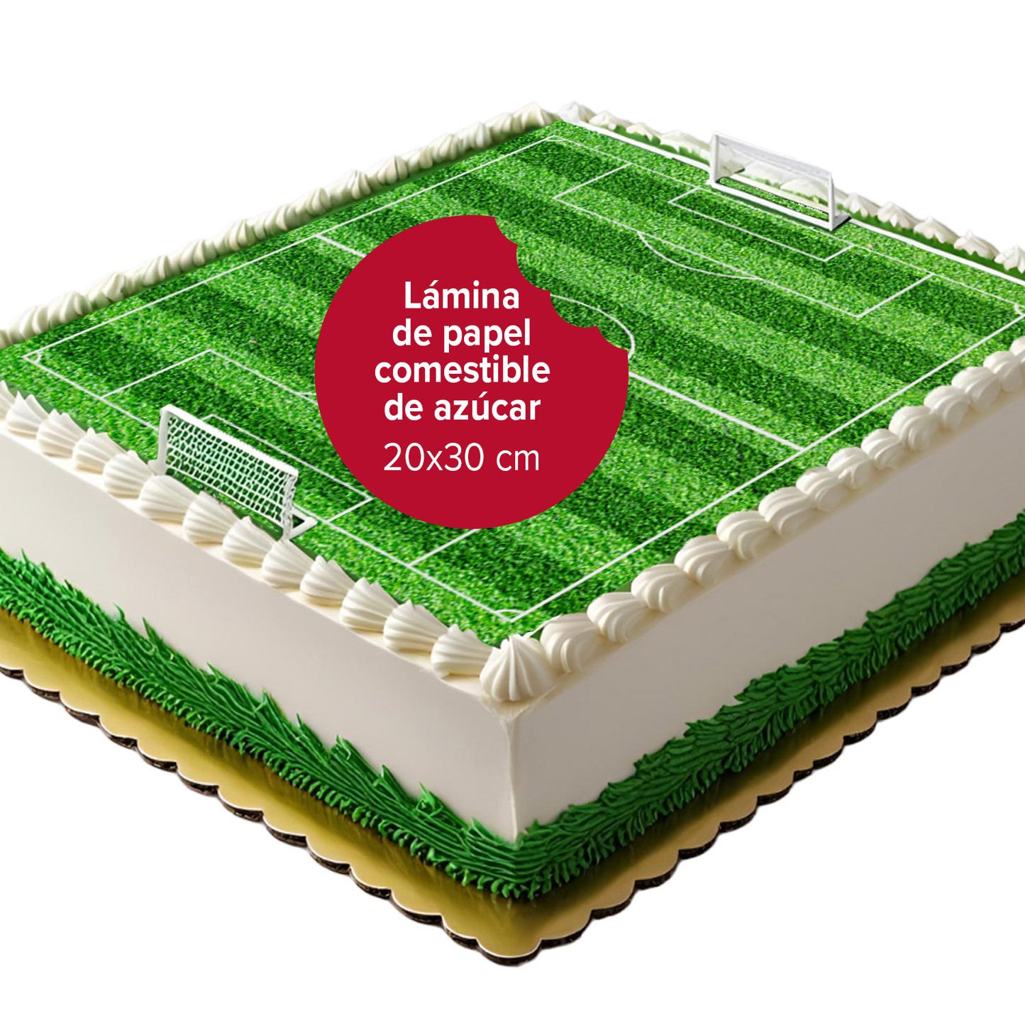 EDIBLE FOOTBALL FIELD CAKE DECORATION 20X30CM ZERO