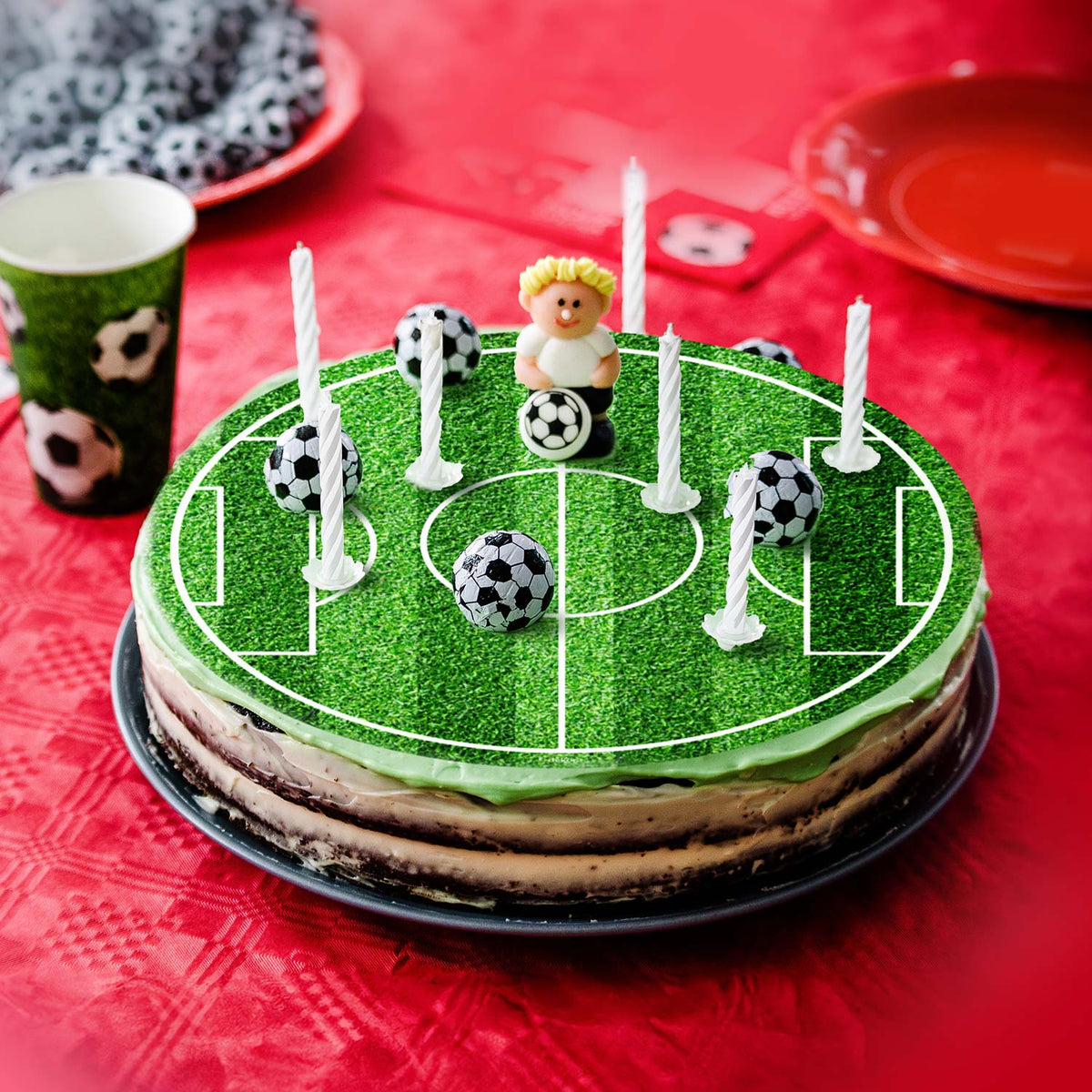 DISQUE COMESTIBLE POUR GÂTEAUX TERRAIN DE FOOTBALL 20CM ZERO