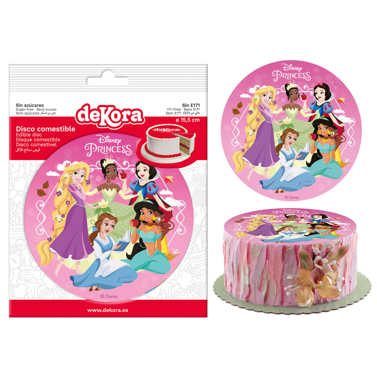 DISCO COMESTÍVEL DECORAR BOLOS PRINCESAS ZERO 15,5CM