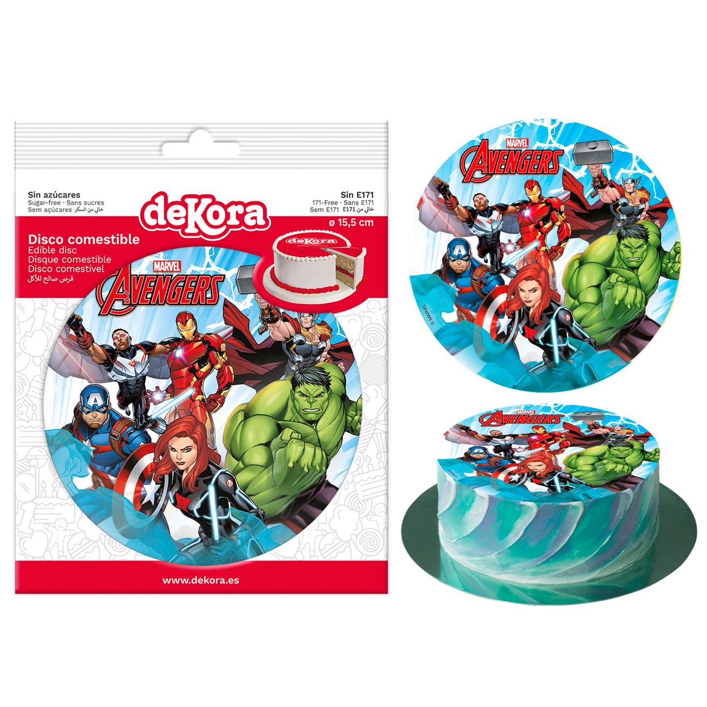 DISCO COMESTÍVEL DECORAR BOLOS AVENGERS ZERO 15,5CM