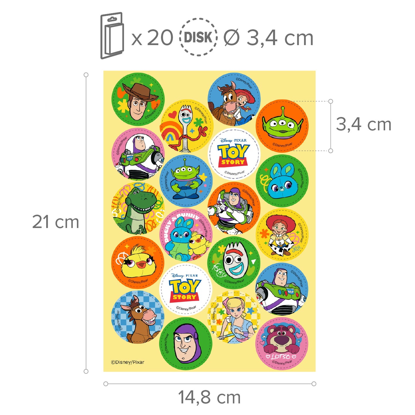 MINI DISCOS COMESTÍVEIS TOY STORY Ø 3,4CM