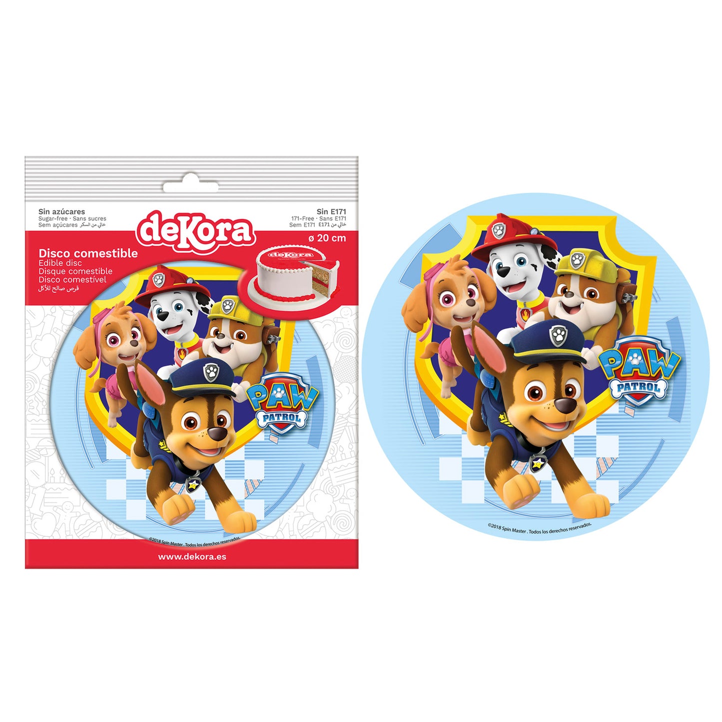 DISCO COMESTIBLE PARA TARTAS PATRULLA CANINA 20CM