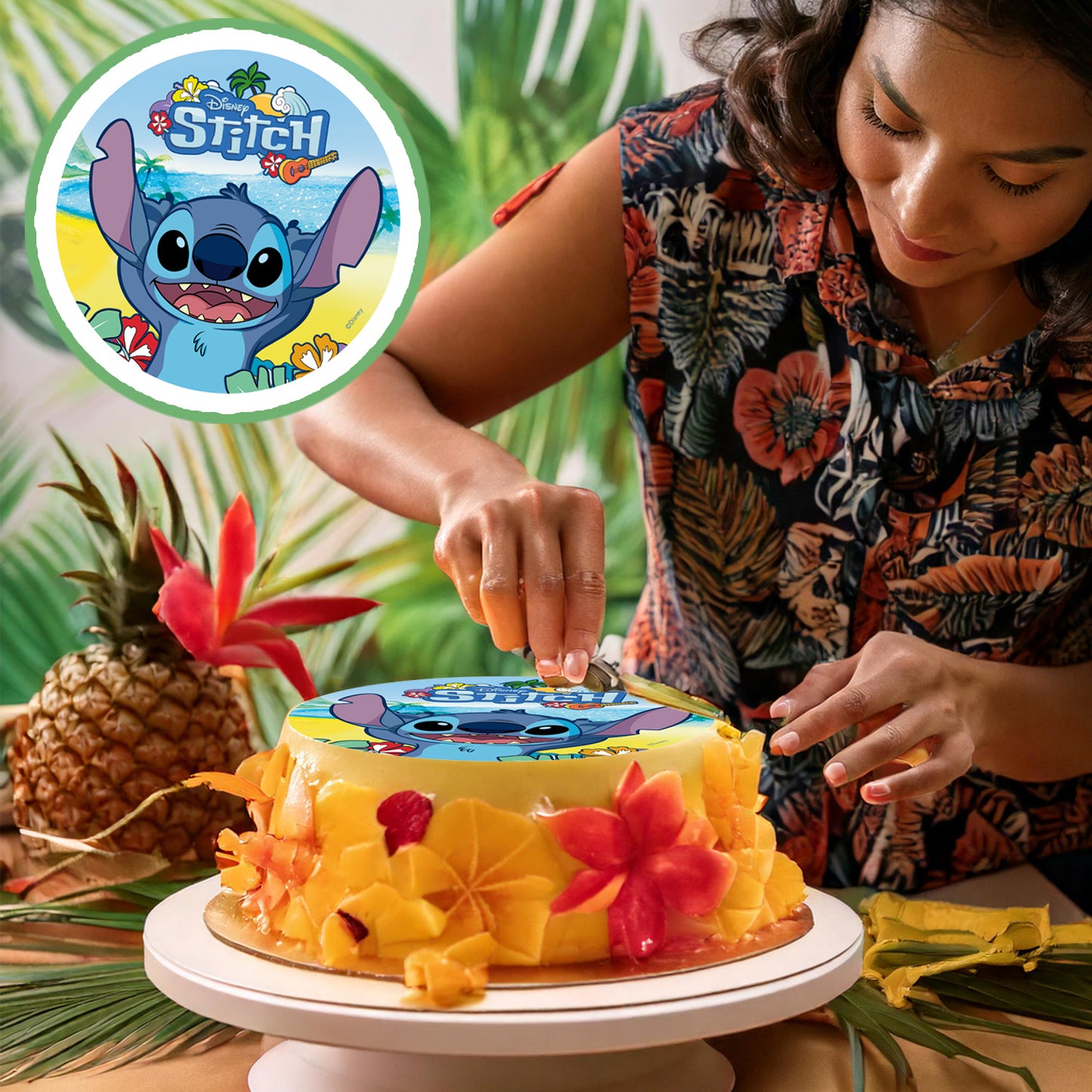 DISQUES COMESTIBLES GATEAU STITCH 20CM