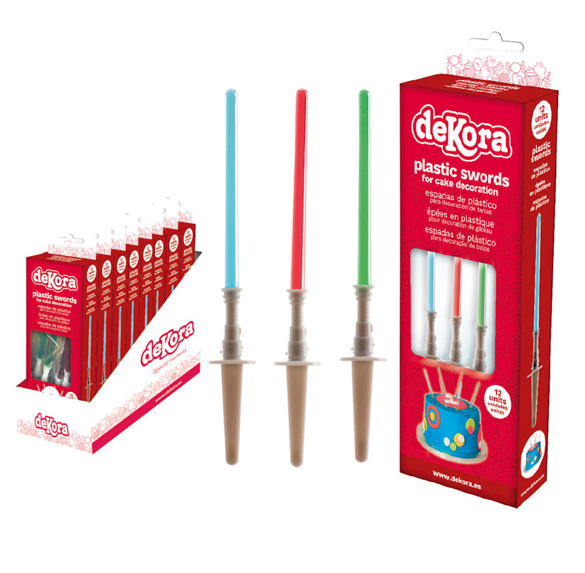 12 BLISTERS 12 PLASTIC SWORDS 10CM