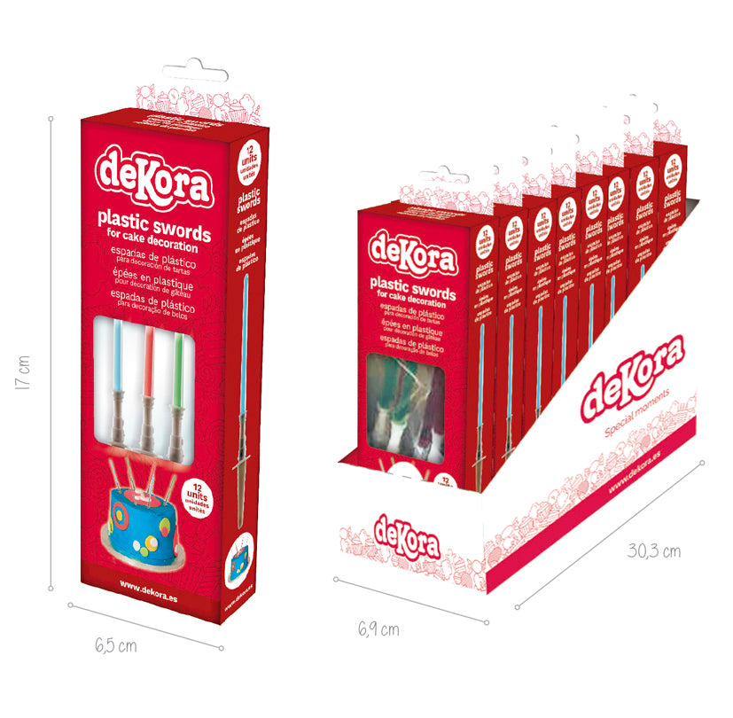 12 BLISTERS 12 PLASTIC SWORDS 10CM