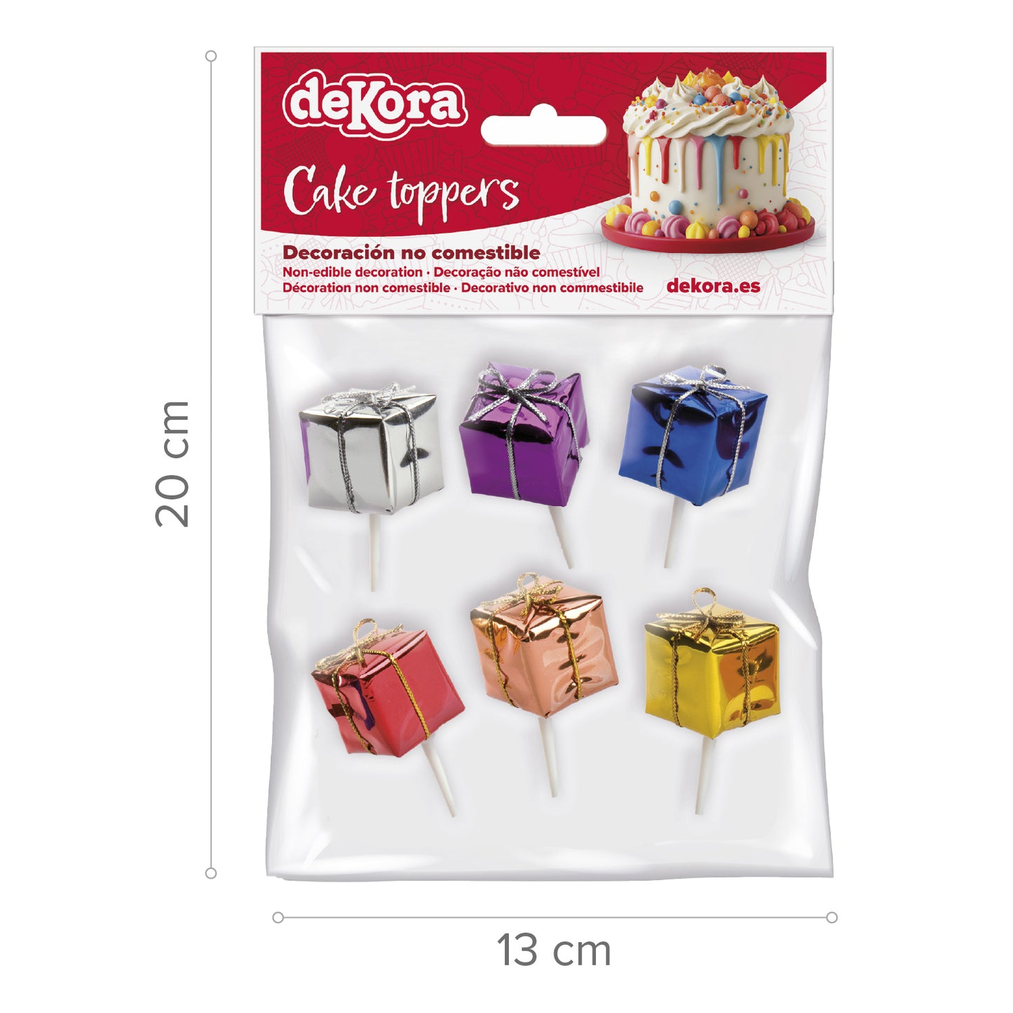 CAKE TOPPER FIGURA PLÁSTICOS REGALOS 6UDS, 12 BOLSAS